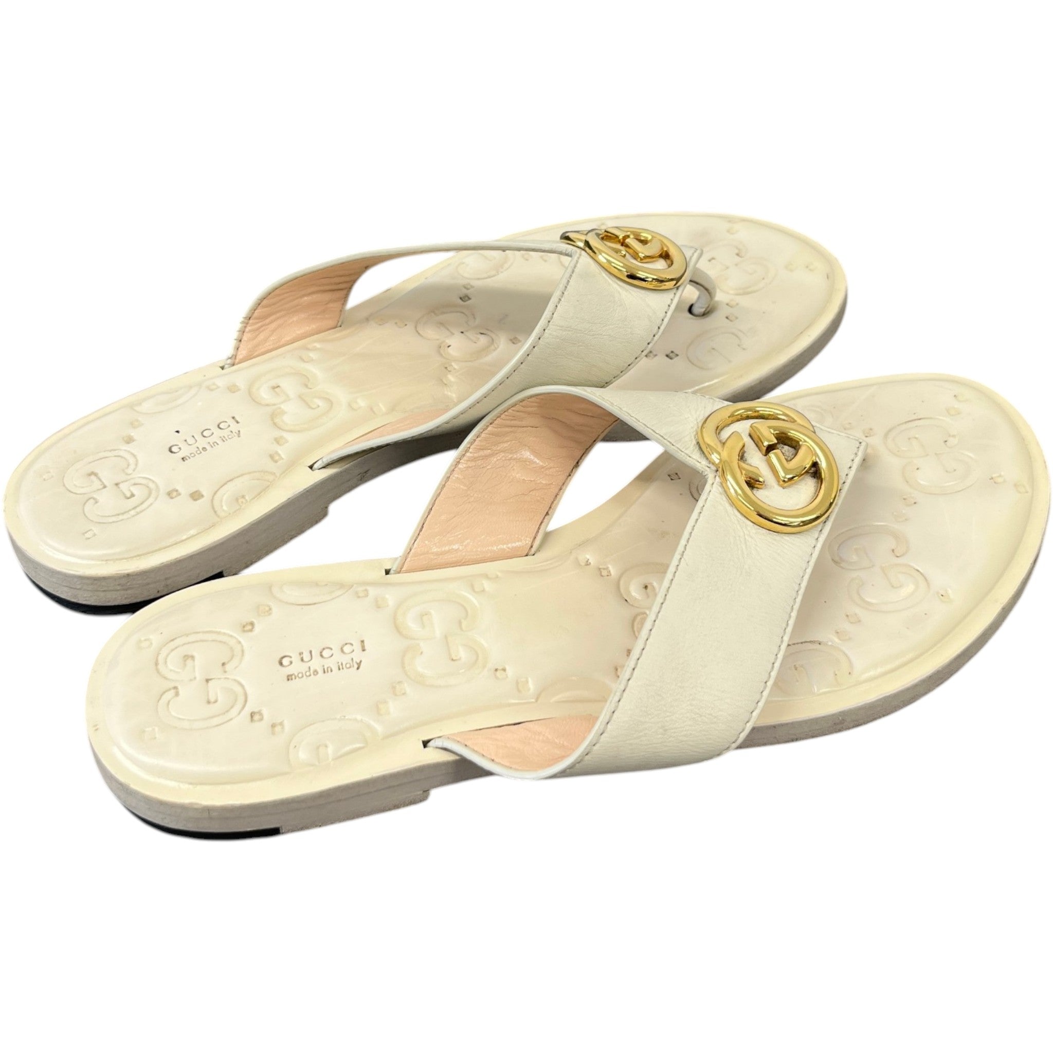 Women's Interlocking G Sandals Cream Size EU 37.5 / UK 4.5