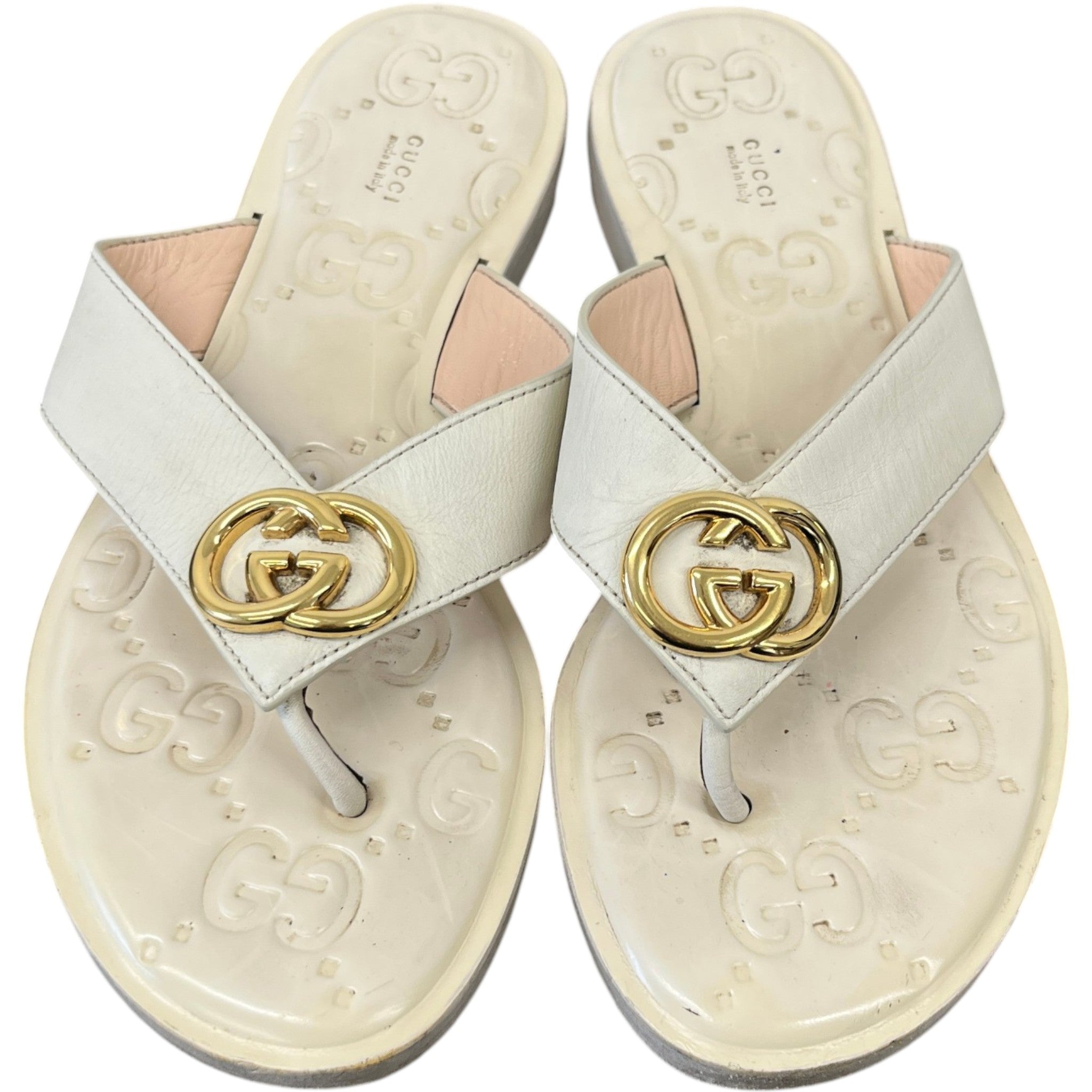 Women's Interlocking G Sandals Cream Size EU 37.5 / UK 4.5