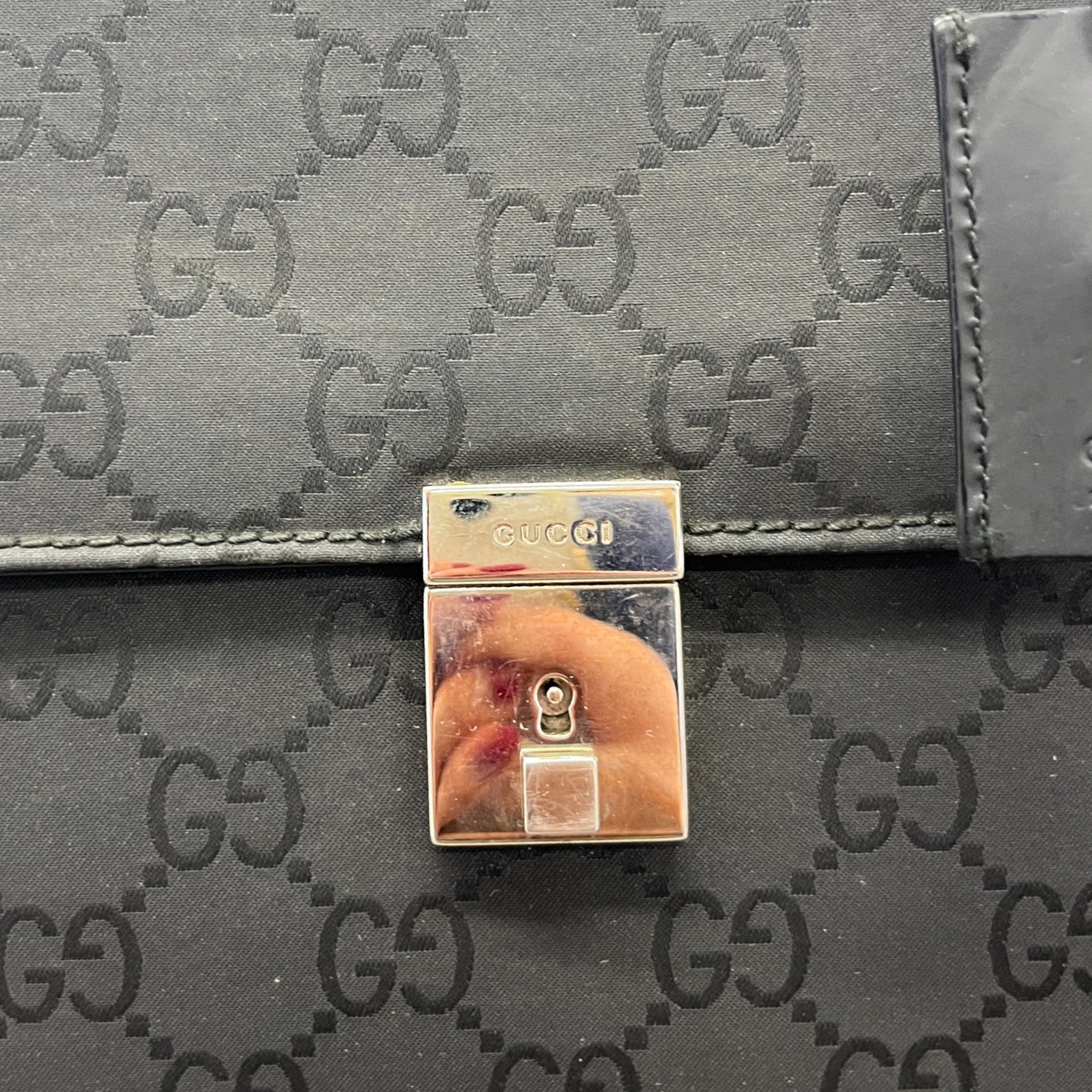 Men's Gg Lock Briefcase Bag Black