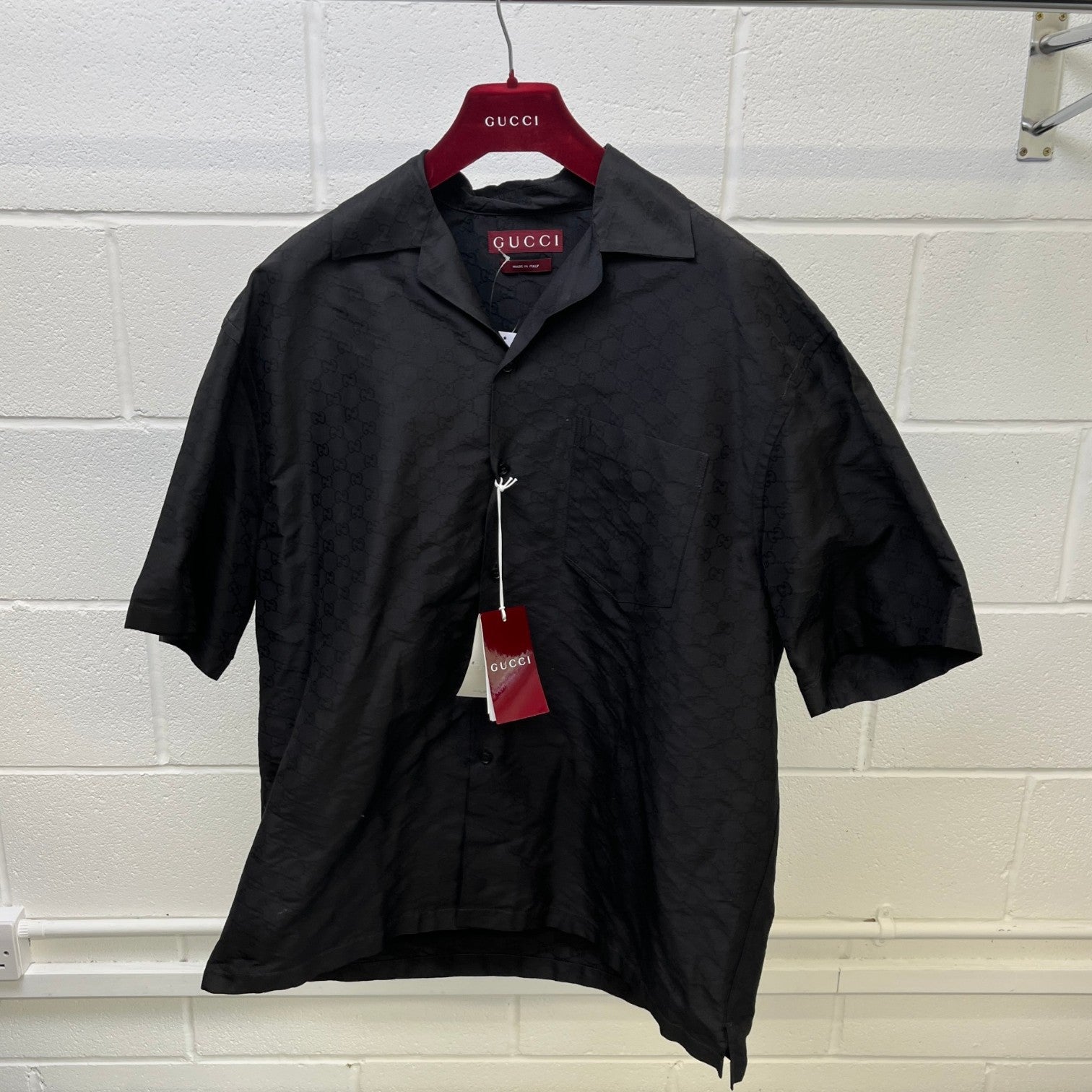 Men's Gg Faille Shirt Black Size IT 48 / UK M