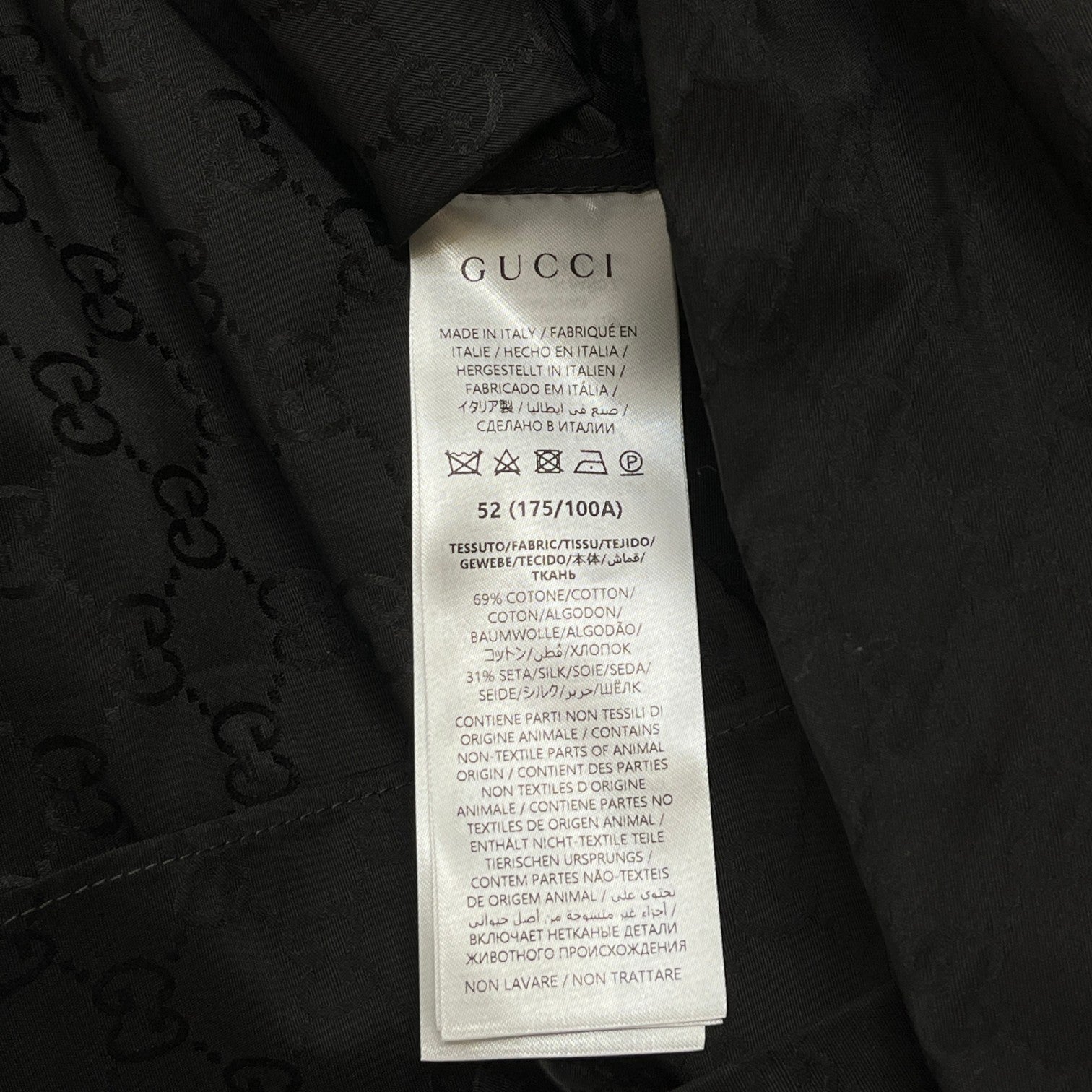 Men's Gg Faille Shirt Black Size IT 52 / UK XL