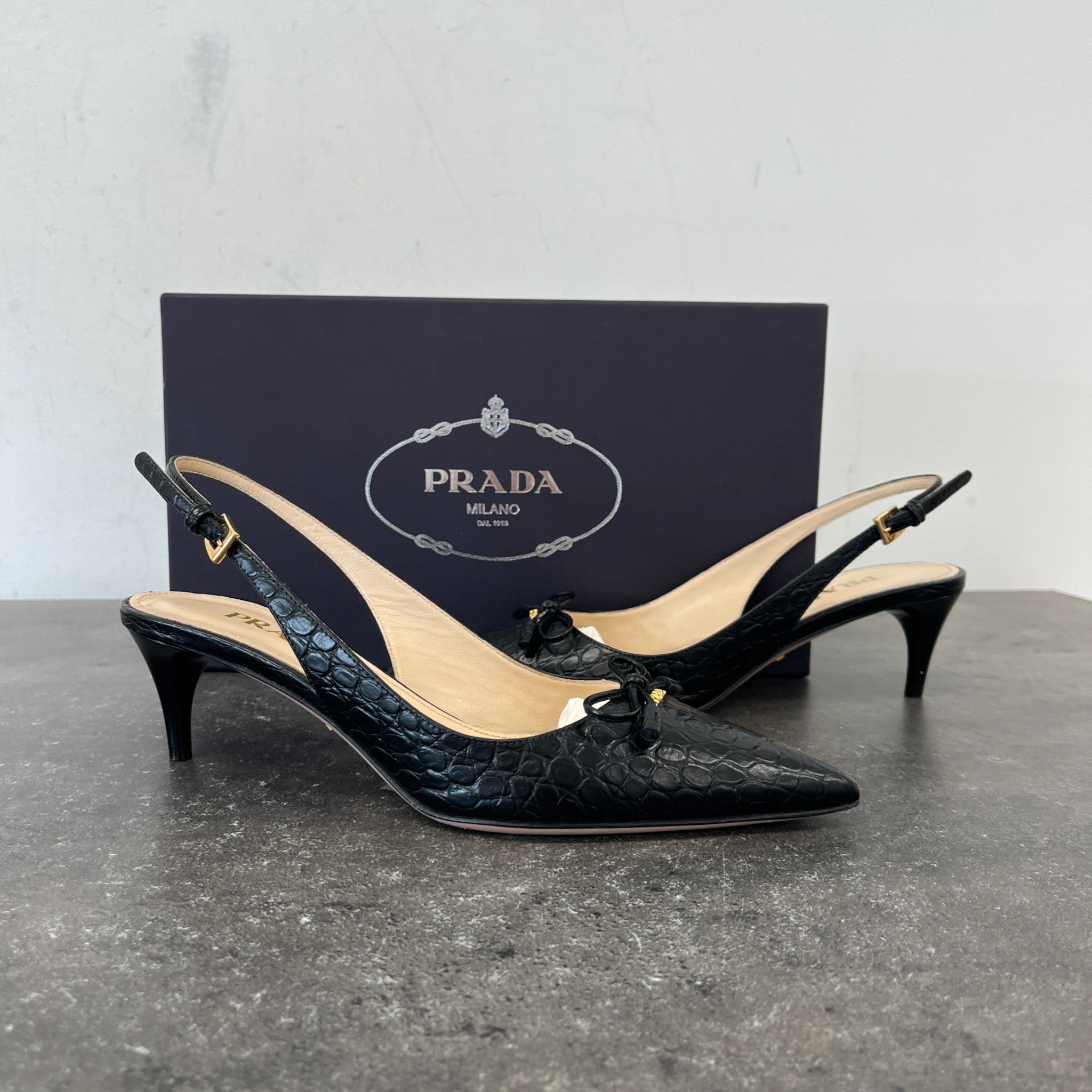 Women's Slingback Kitten Heels Black Size EU 36 / UK 3