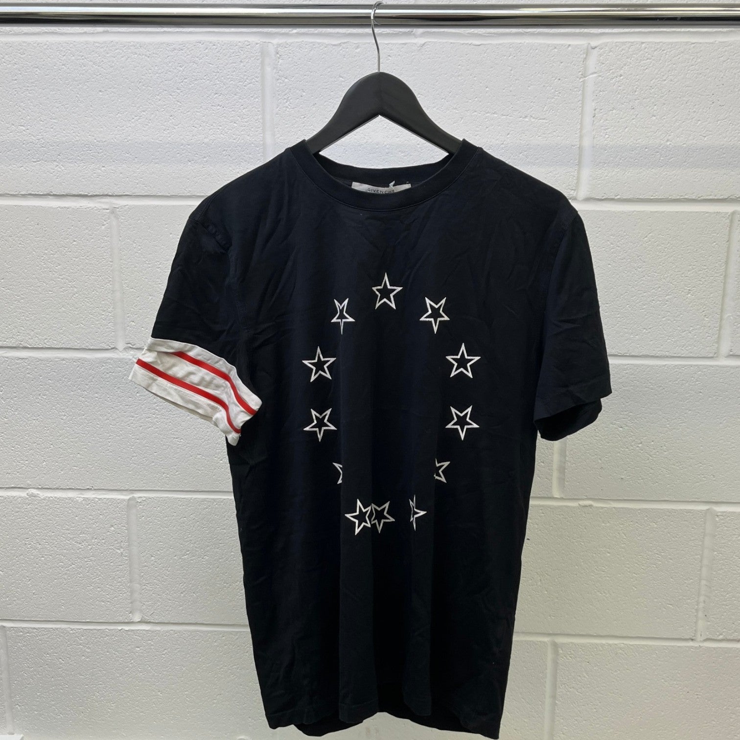 Men's Star Print T-Shirt Black Size L