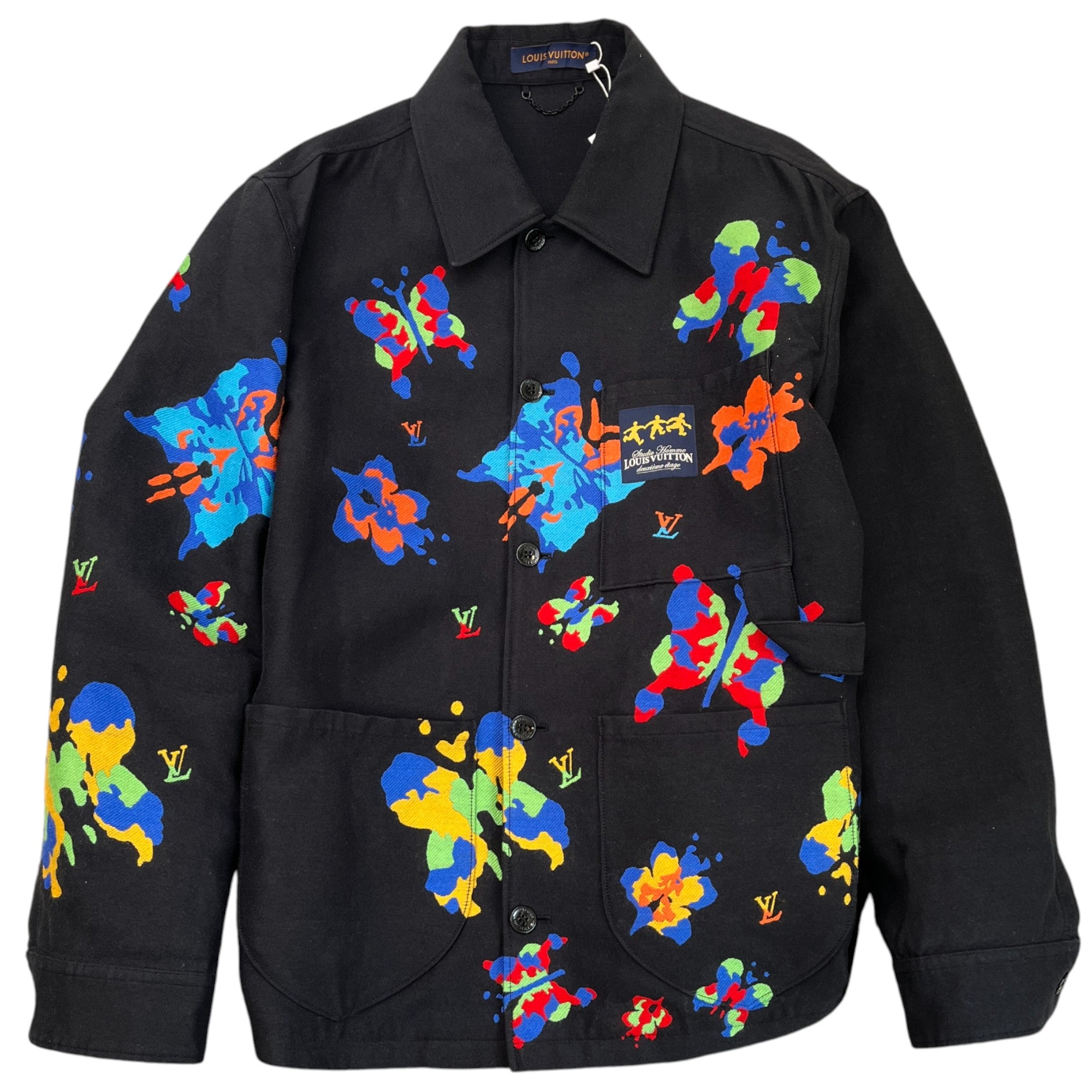 Men's Embroidered Butterfly Logo Jacket Black Size XXL