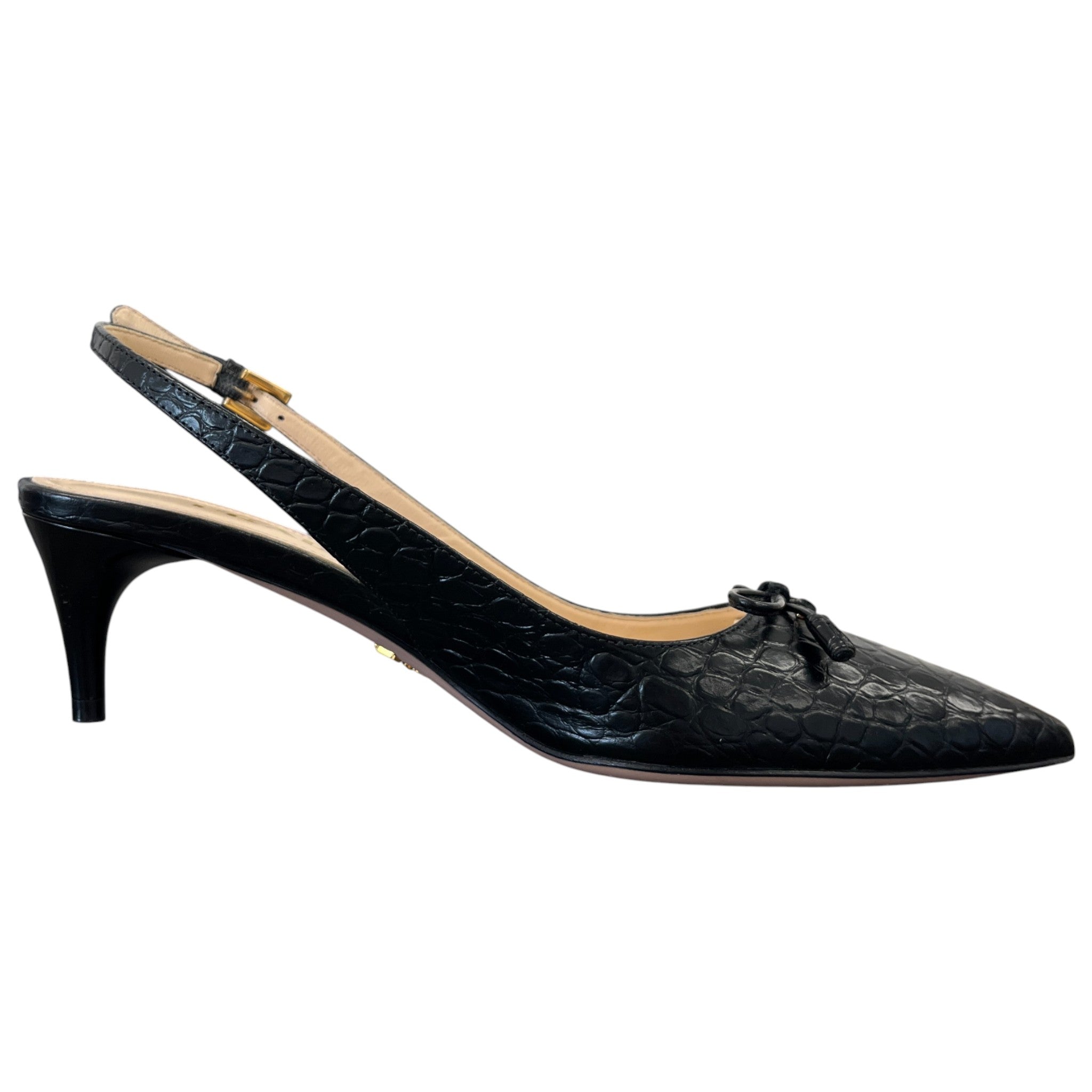 Women's Slingback Kitten Heels Black Size EU 36 / UK 3