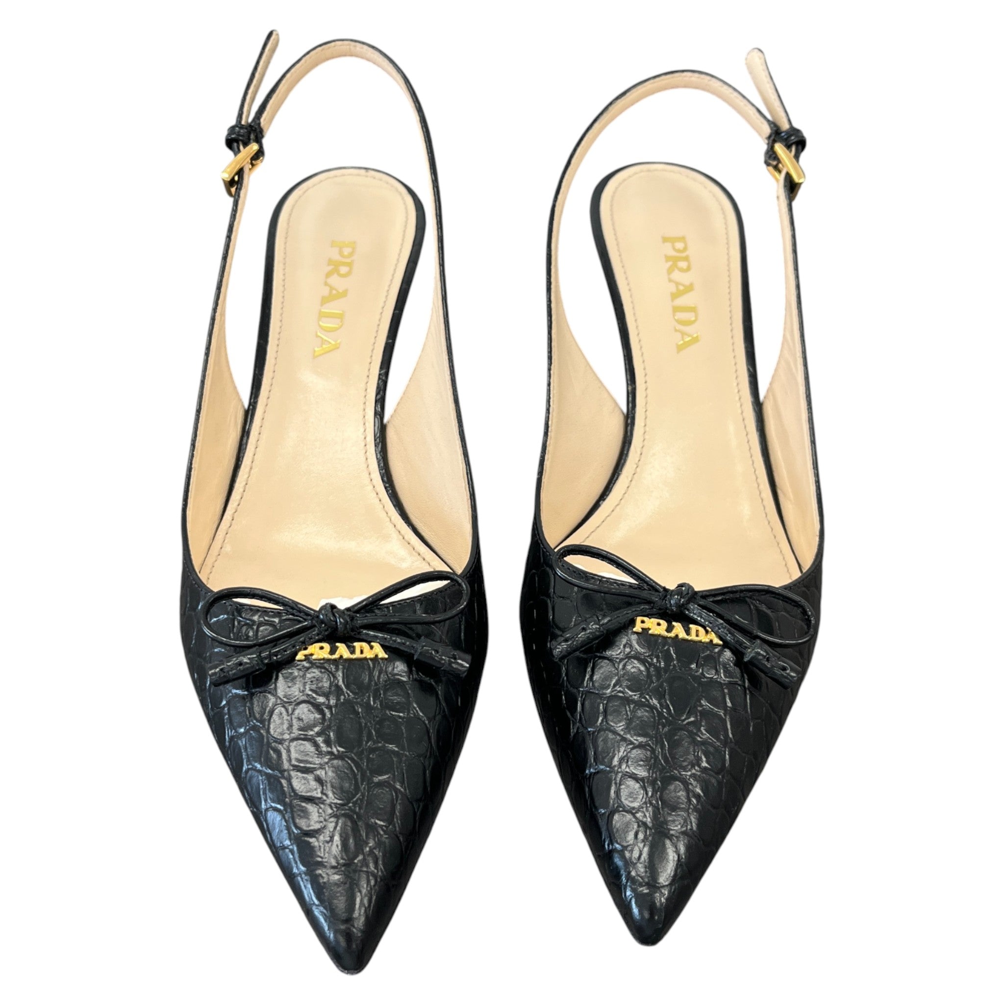 Women's Slingback Kitten Heels Black Size EU 36 / UK 3