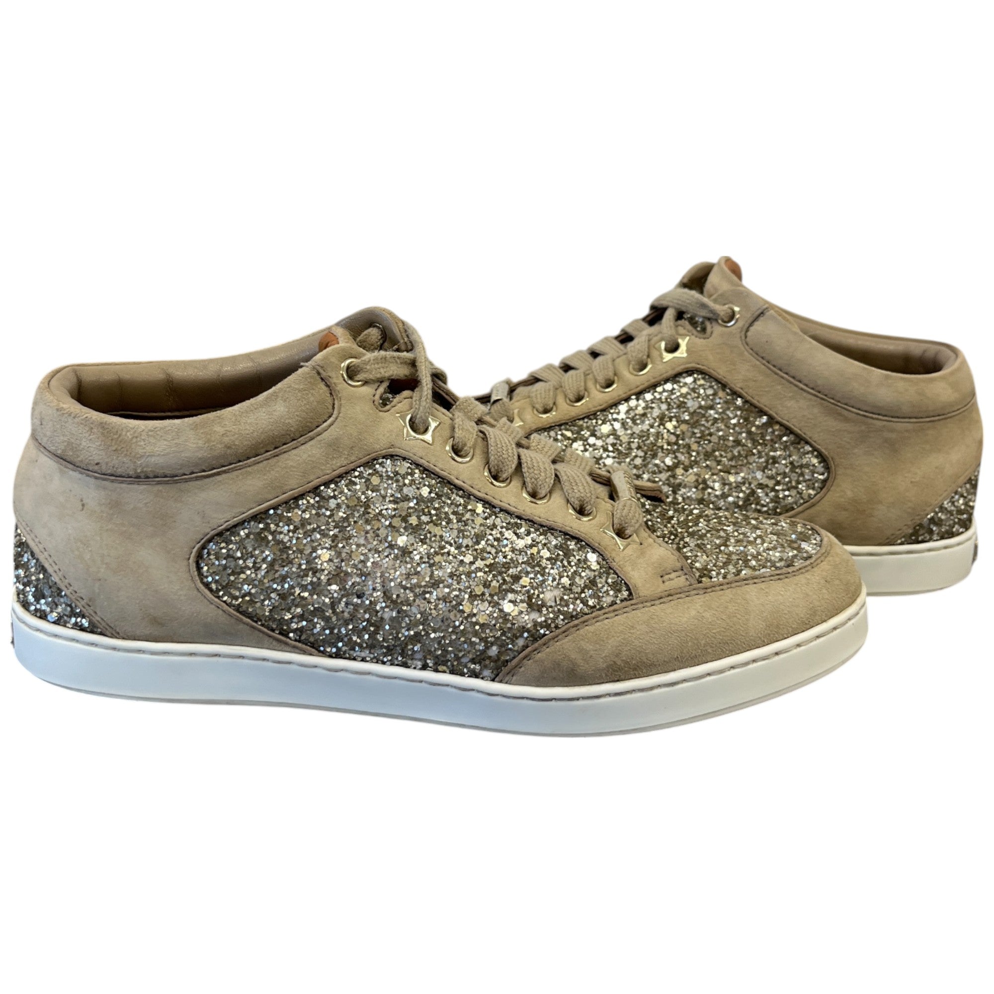 Women's Miami Glitter Low Trainers Beige Size EU 38.5 / UK 5.5