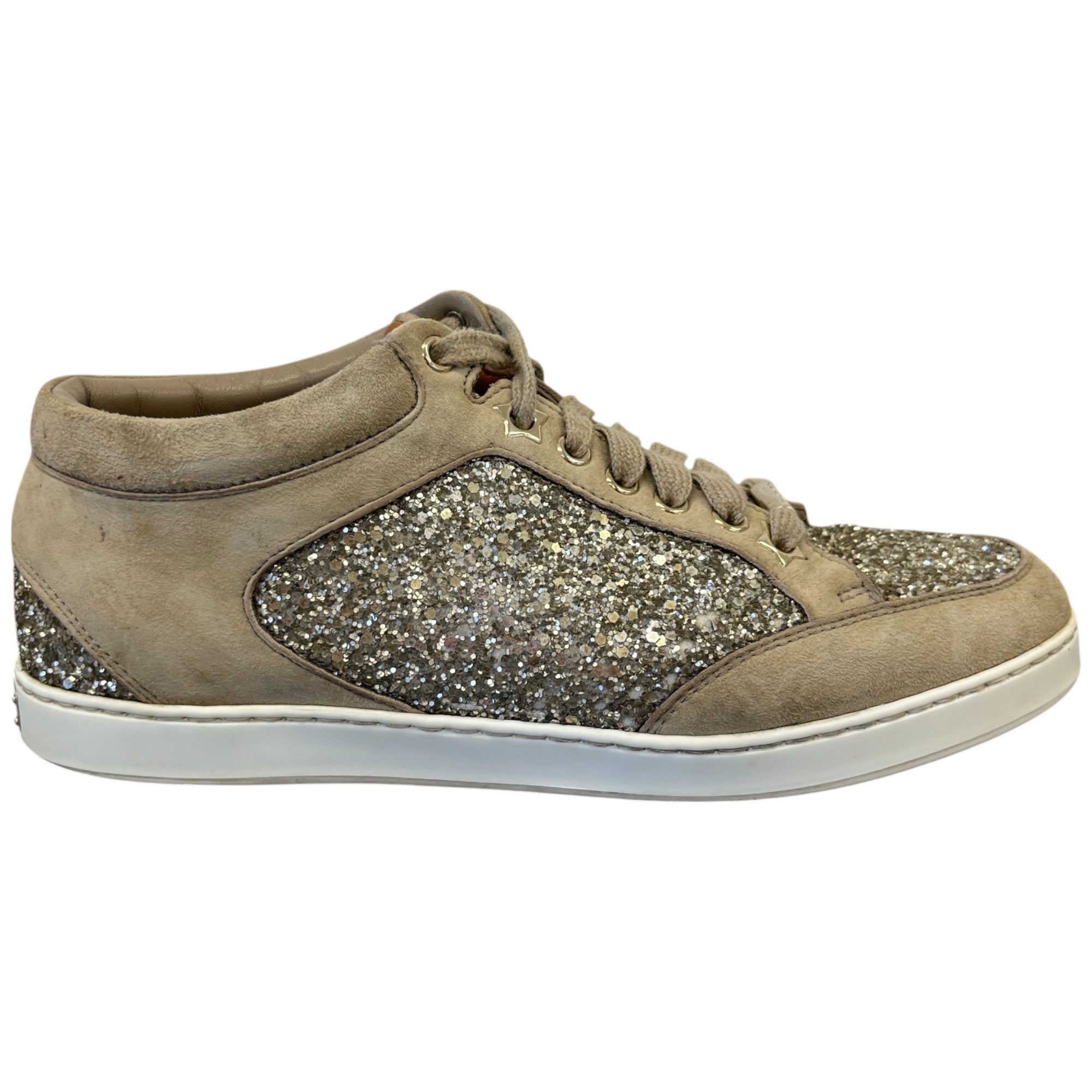 Women's Miami Glitter Low Trainers Beige Size EU 38.5 / UK 5.5