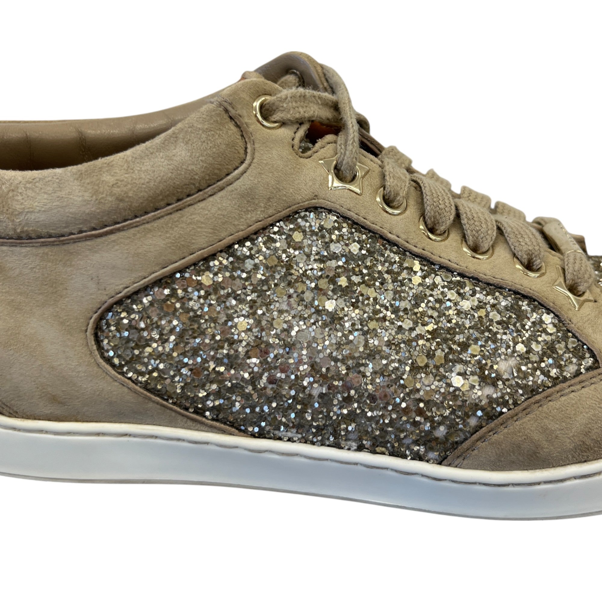 Women's Miami Glitter Low Trainers Beige Size EU 38.5 / UK 5.5