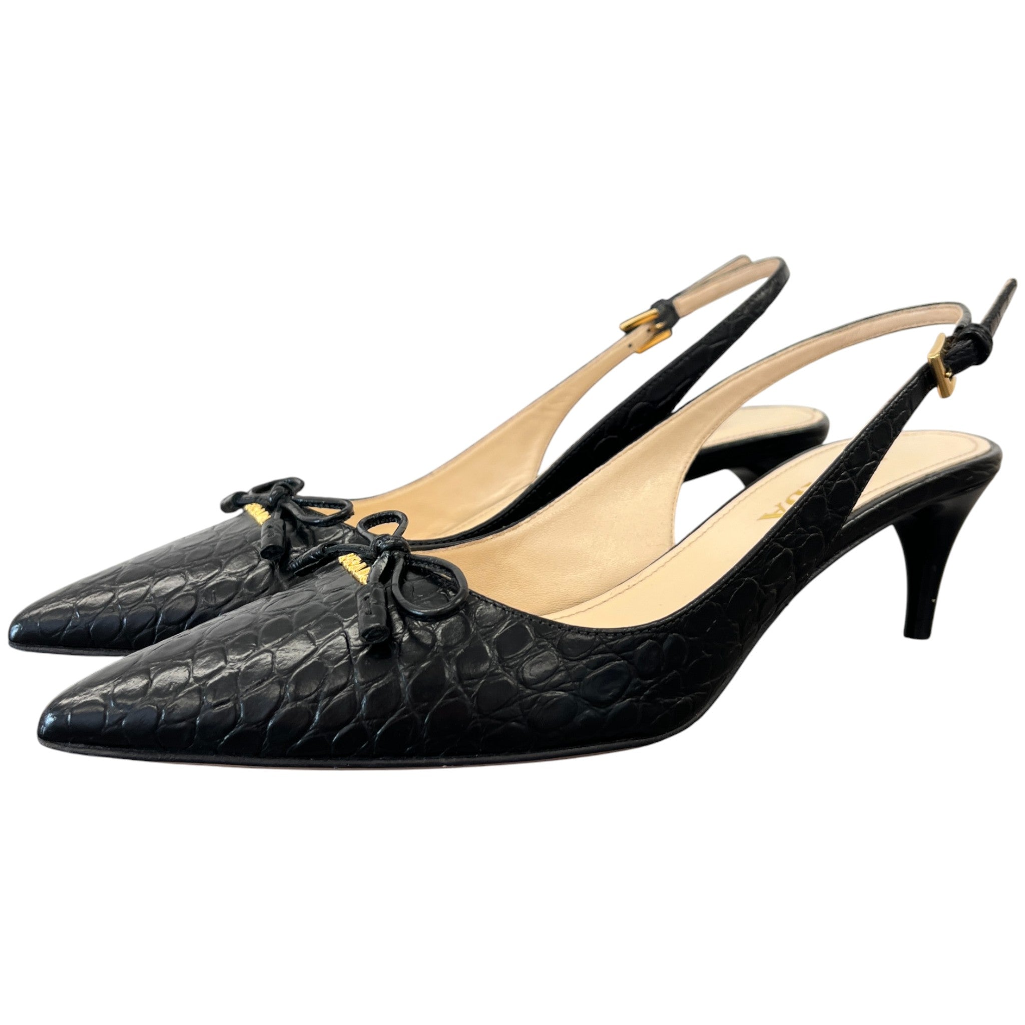 Women's Slingback Kitten Heels Black Size EU 36 / UK 3