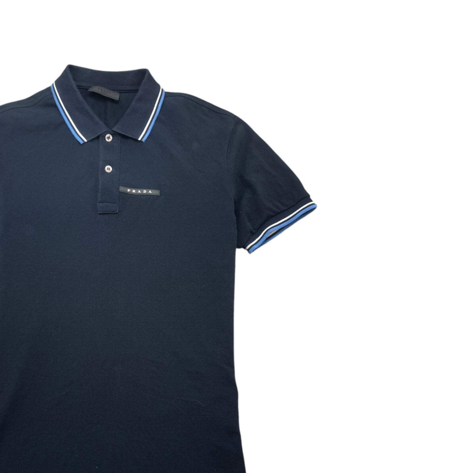Men's Plaque Logo Polo Shirt Navy Size L