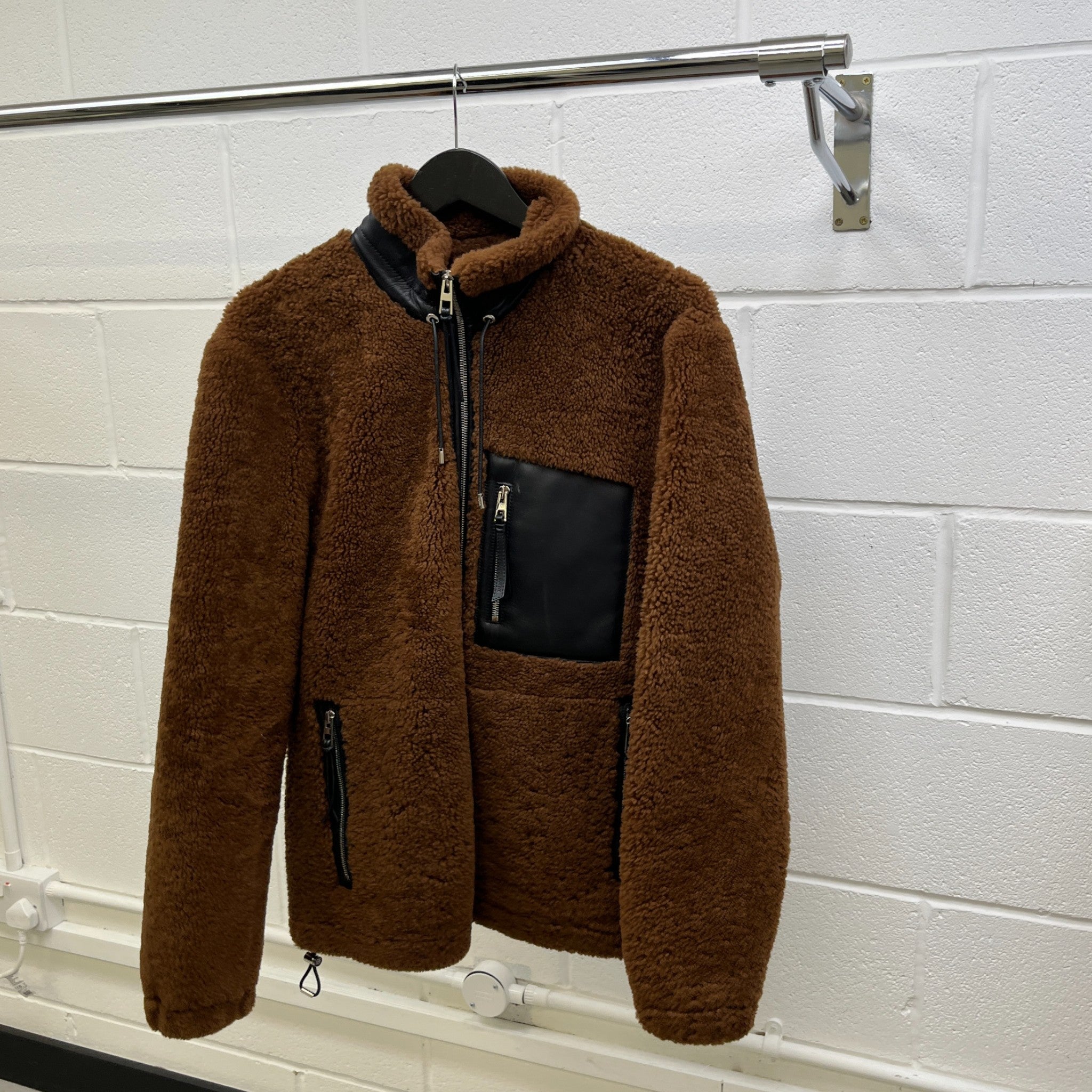 Men's Shearling Pocket Detail Jacket Brown Size IT 50 / L