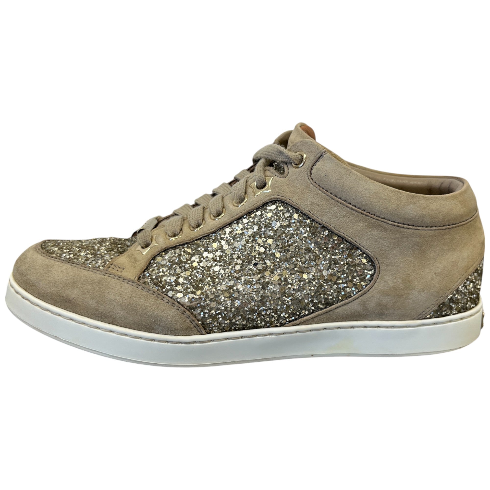 Women's Miami Glitter Low Trainers Beige Size EU 38.5 / UK 5.5