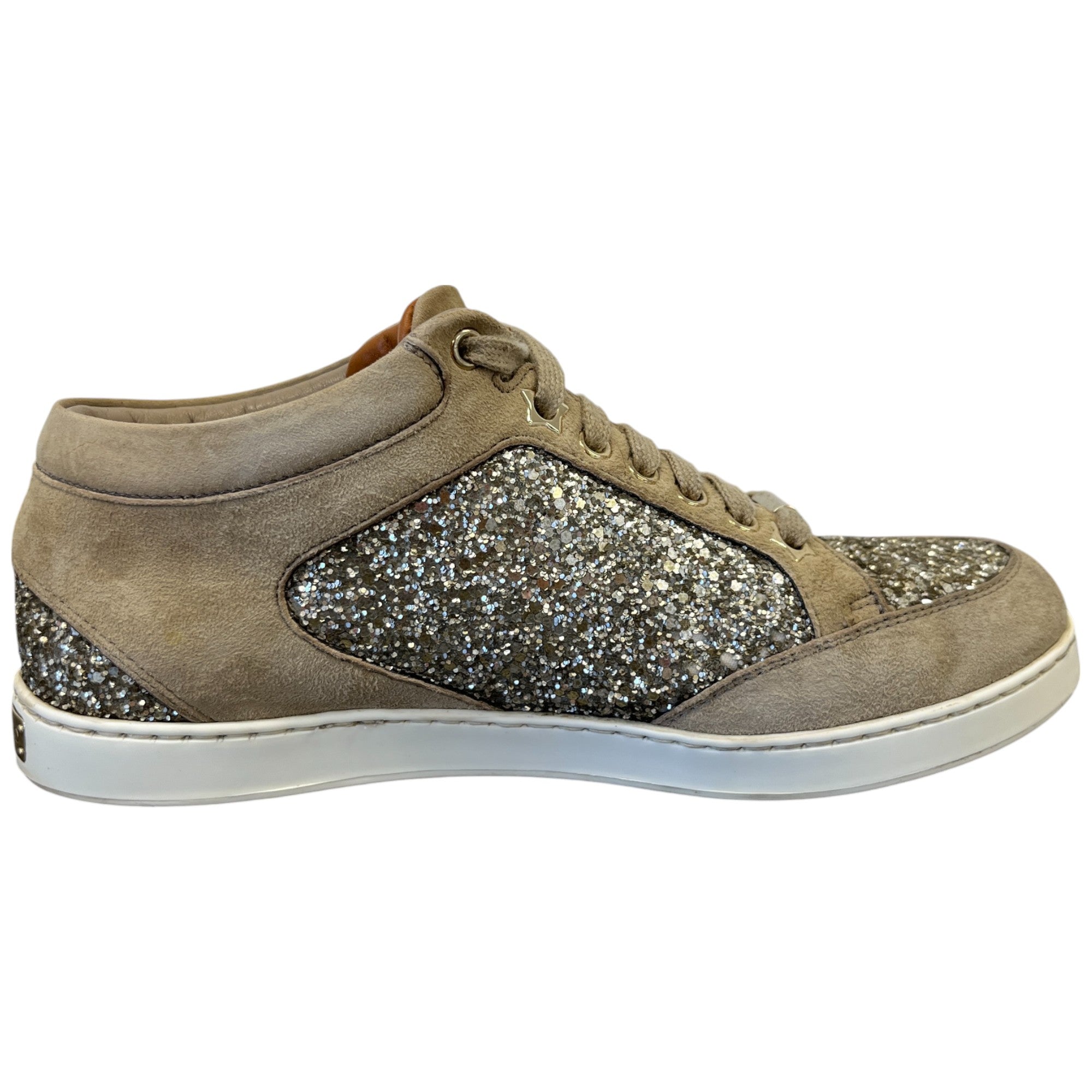 Women's Miami Glitter Low Trainers Beige Size EU 38.5 / UK 5.5