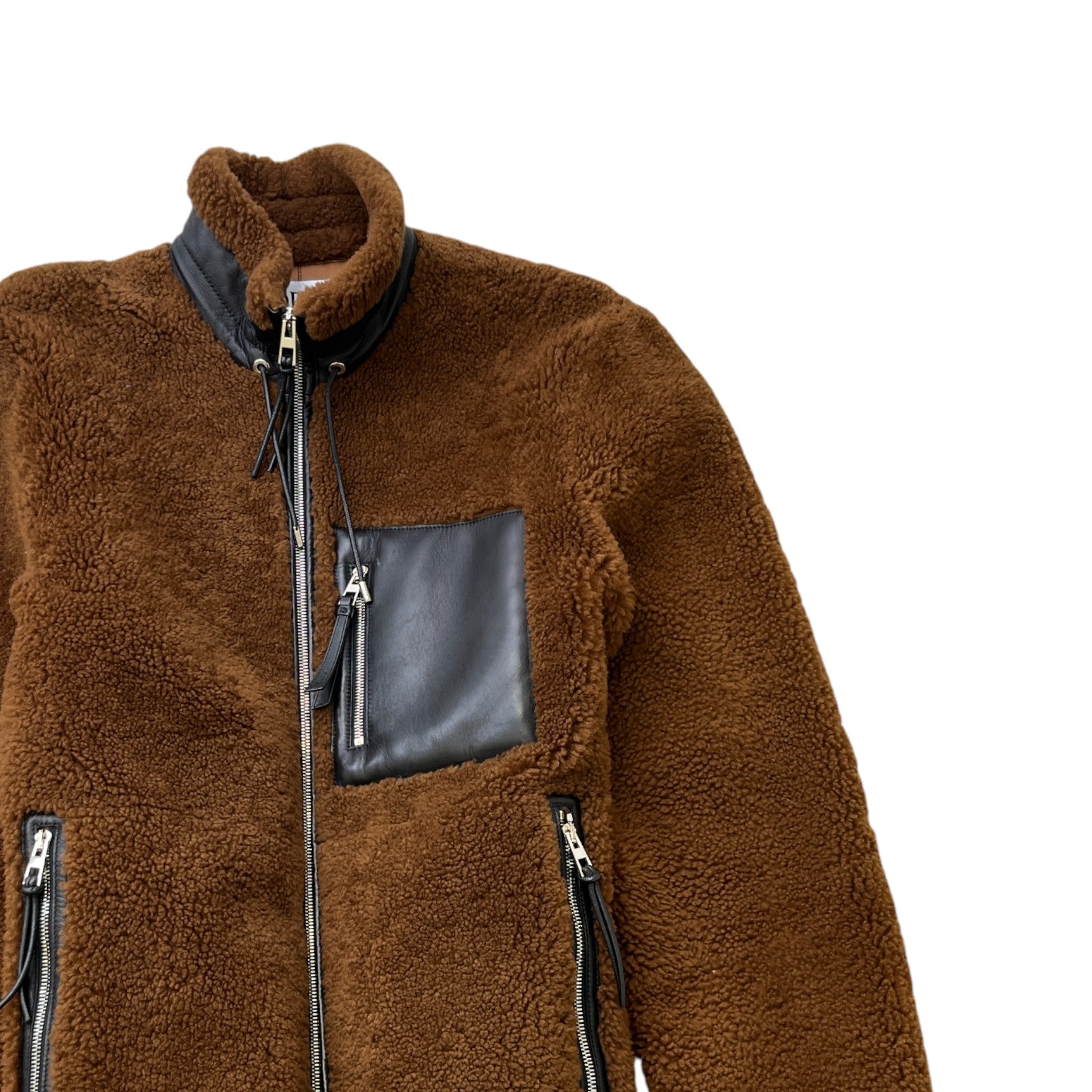 Men's Shearling Pocket Detail Jacket Brown Size IT 50 / L