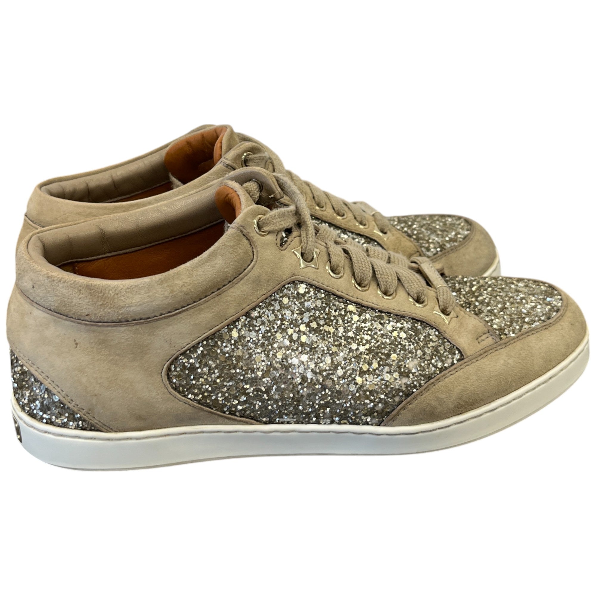 Women's Miami Glitter Low Trainers Beige Size EU 38.5 / UK 5.5