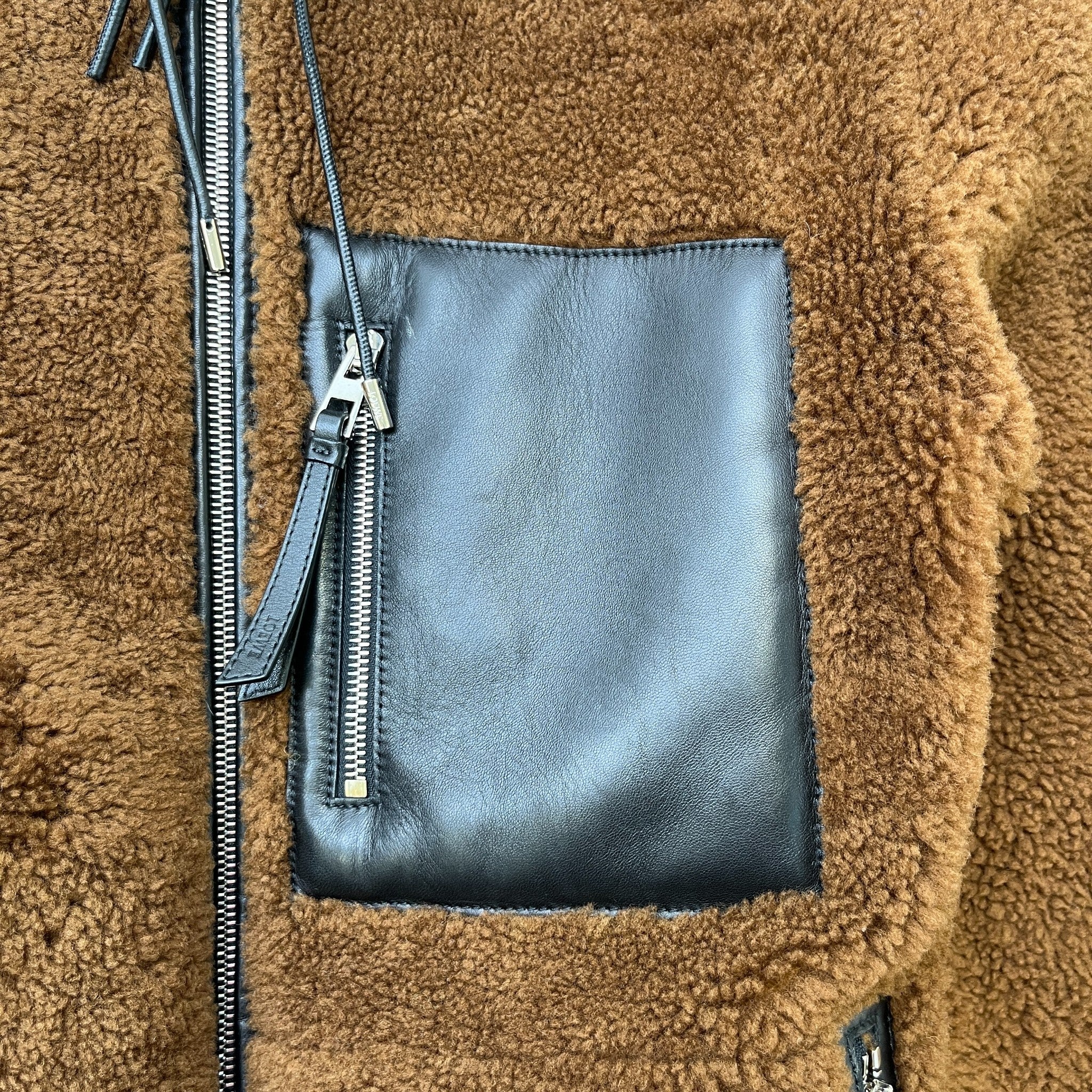 Men's Shearling Pocket Detail Jacket Brown Size IT 50 / L