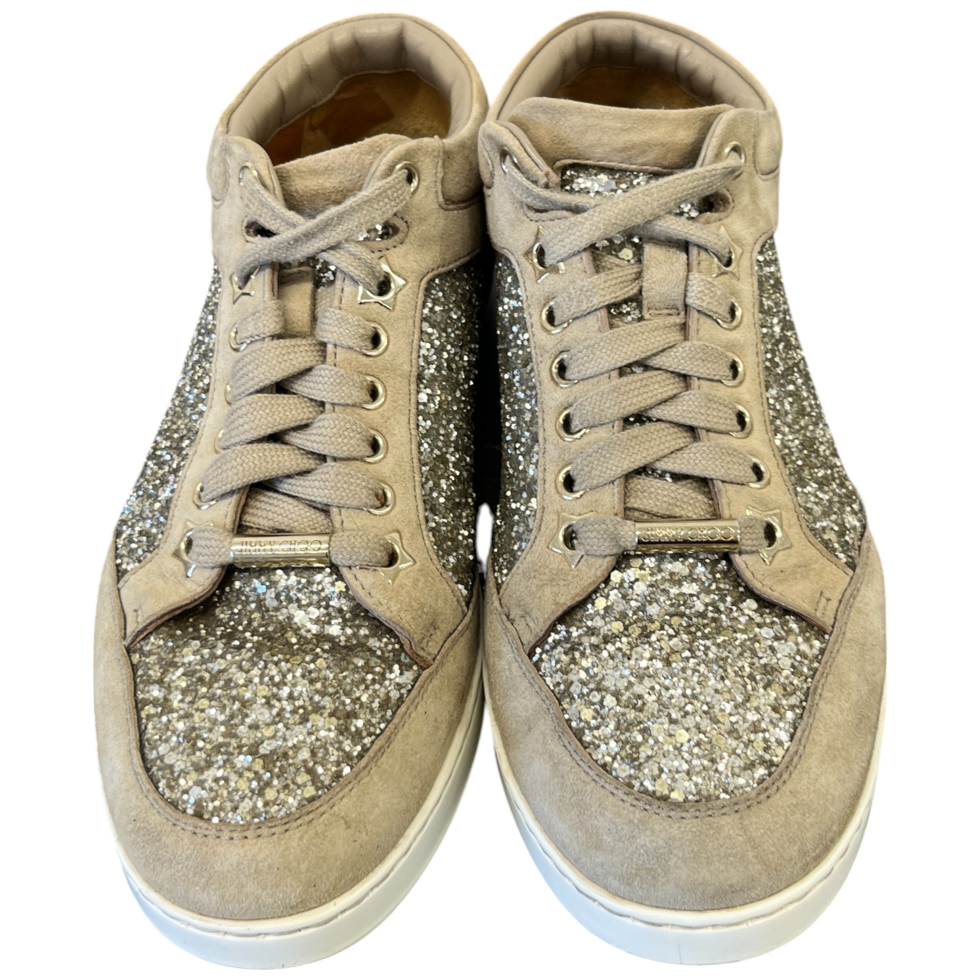 Women's Miami Glitter Low Trainers Beige Size EU 38.5 / UK 5.5