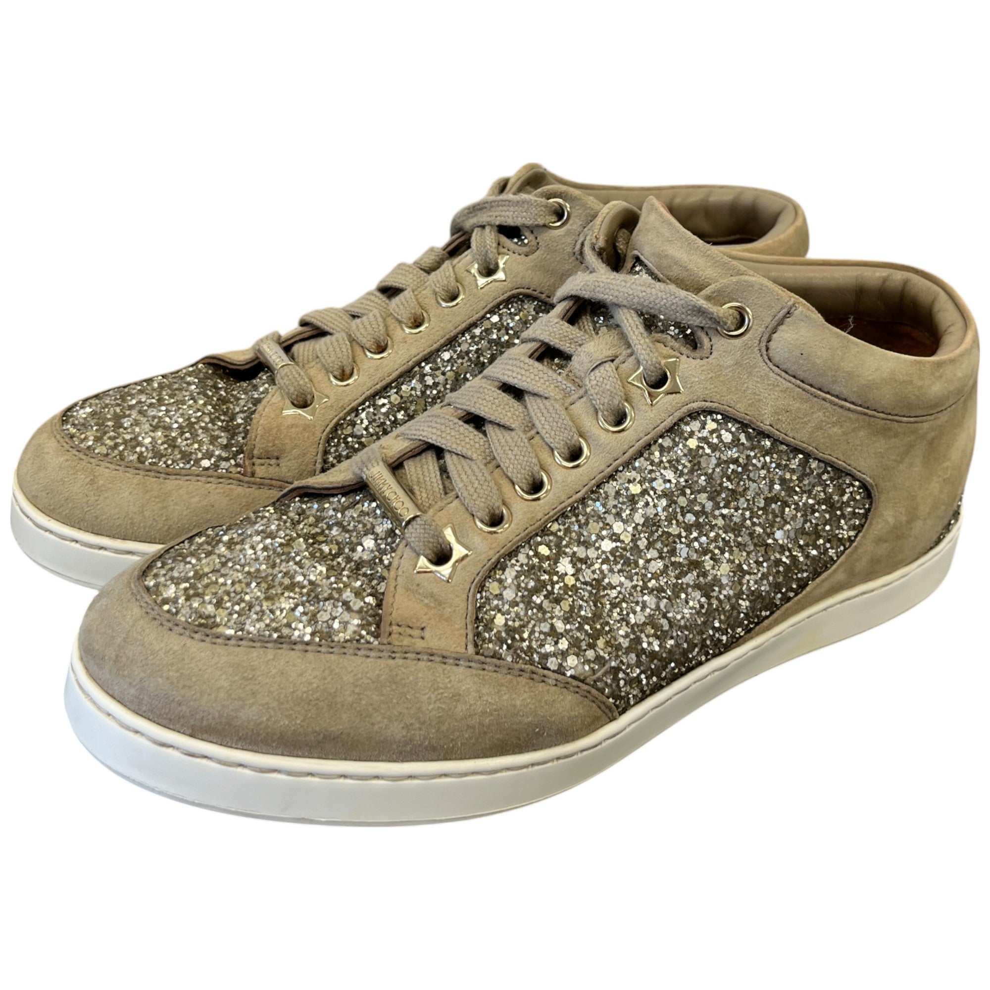 Women's Miami Glitter Low Trainers Beige Size EU 38.5 / UK 5.5