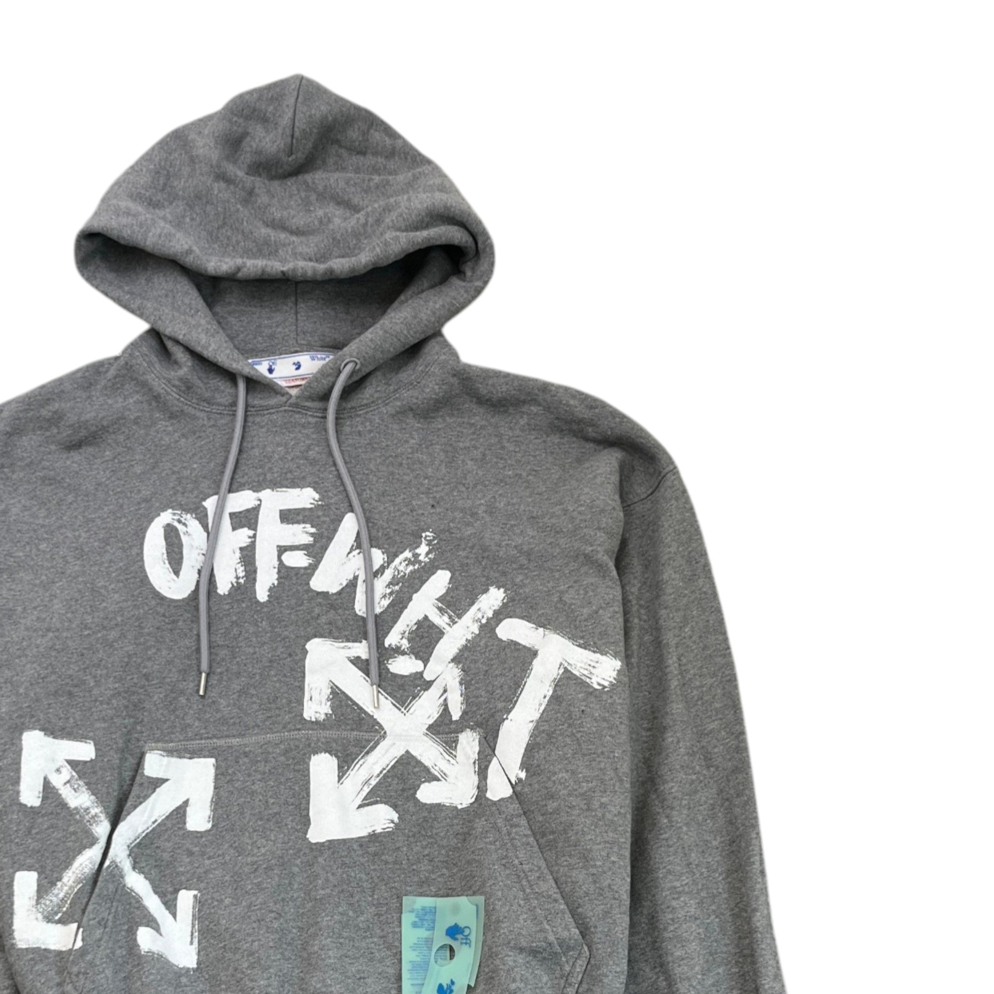 Men's Paint Script Skate Hoodie Grey Size S