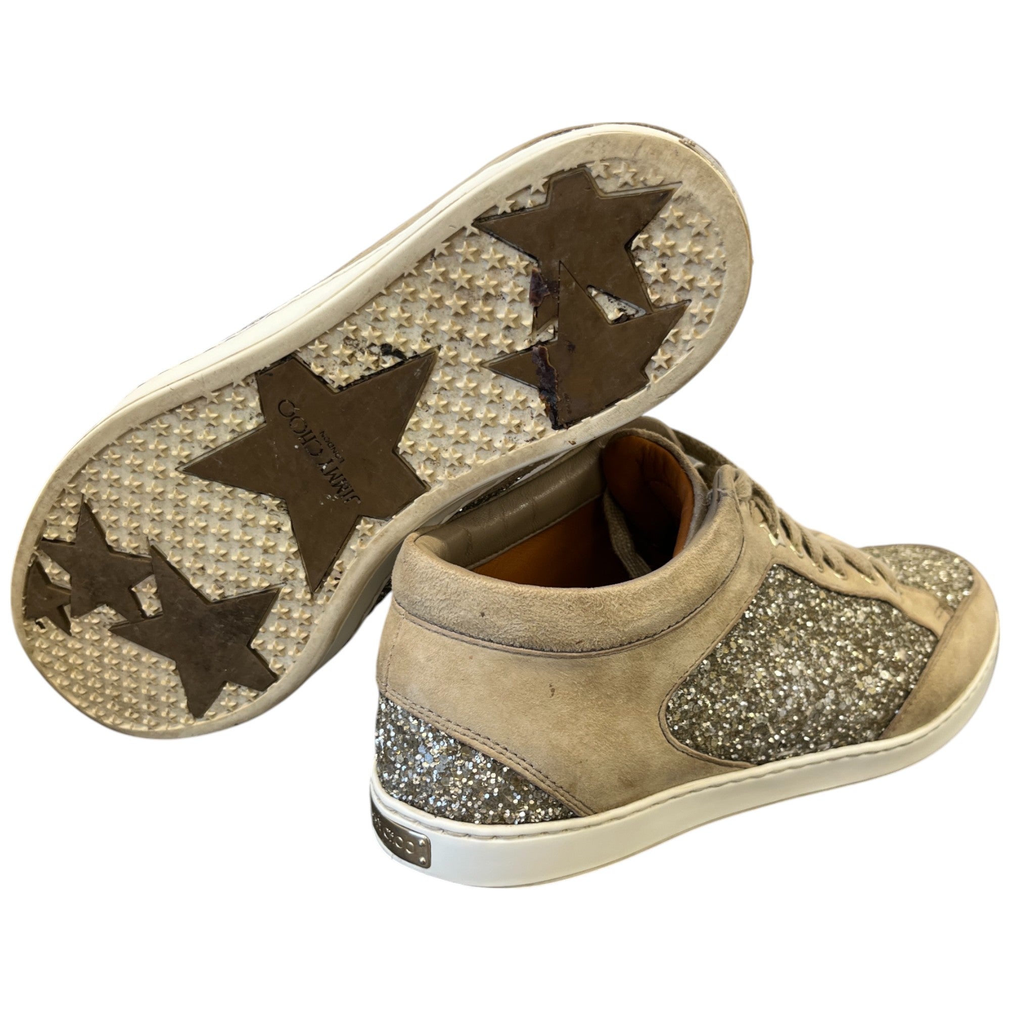 Women's Miami Glitter Low Trainers Beige Size EU 38.5 / UK 5.5
