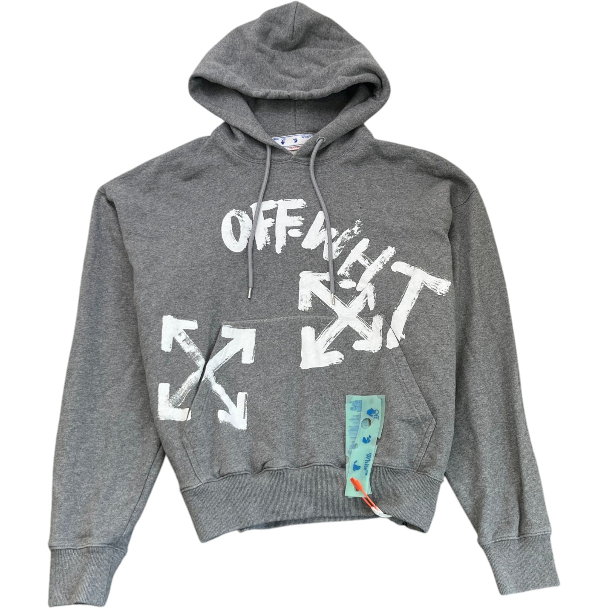 Men's Paint Script Skate Hoodie Grey Size S