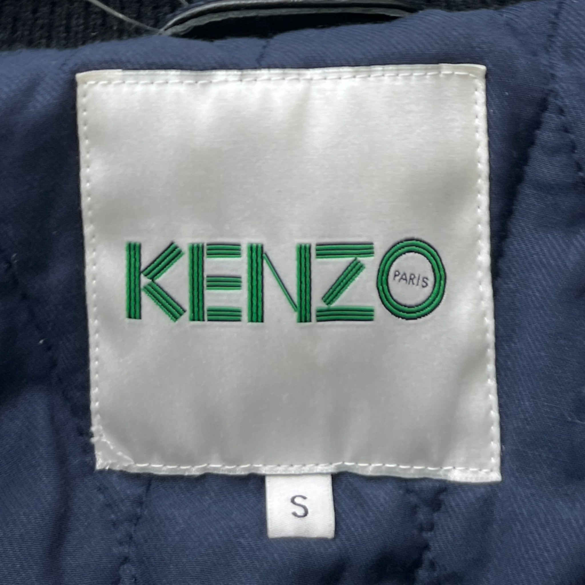 Men's Embroidered Patch Varsity Jacket Navy Size S