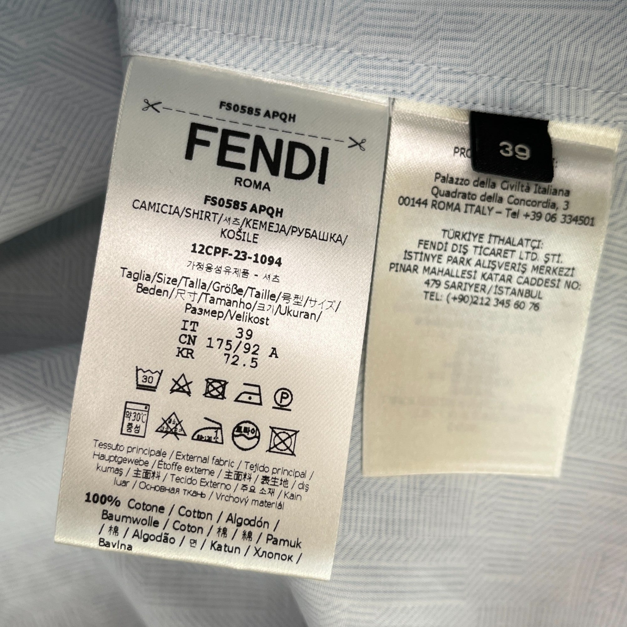 Men's Ff Monogram Shirt Blue Size M