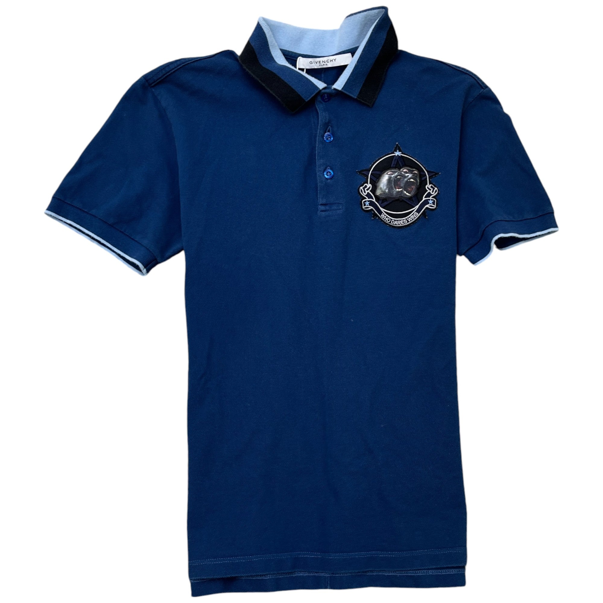Men's Monkey Brothers Patch Logo Polo Shirt Blue Size M