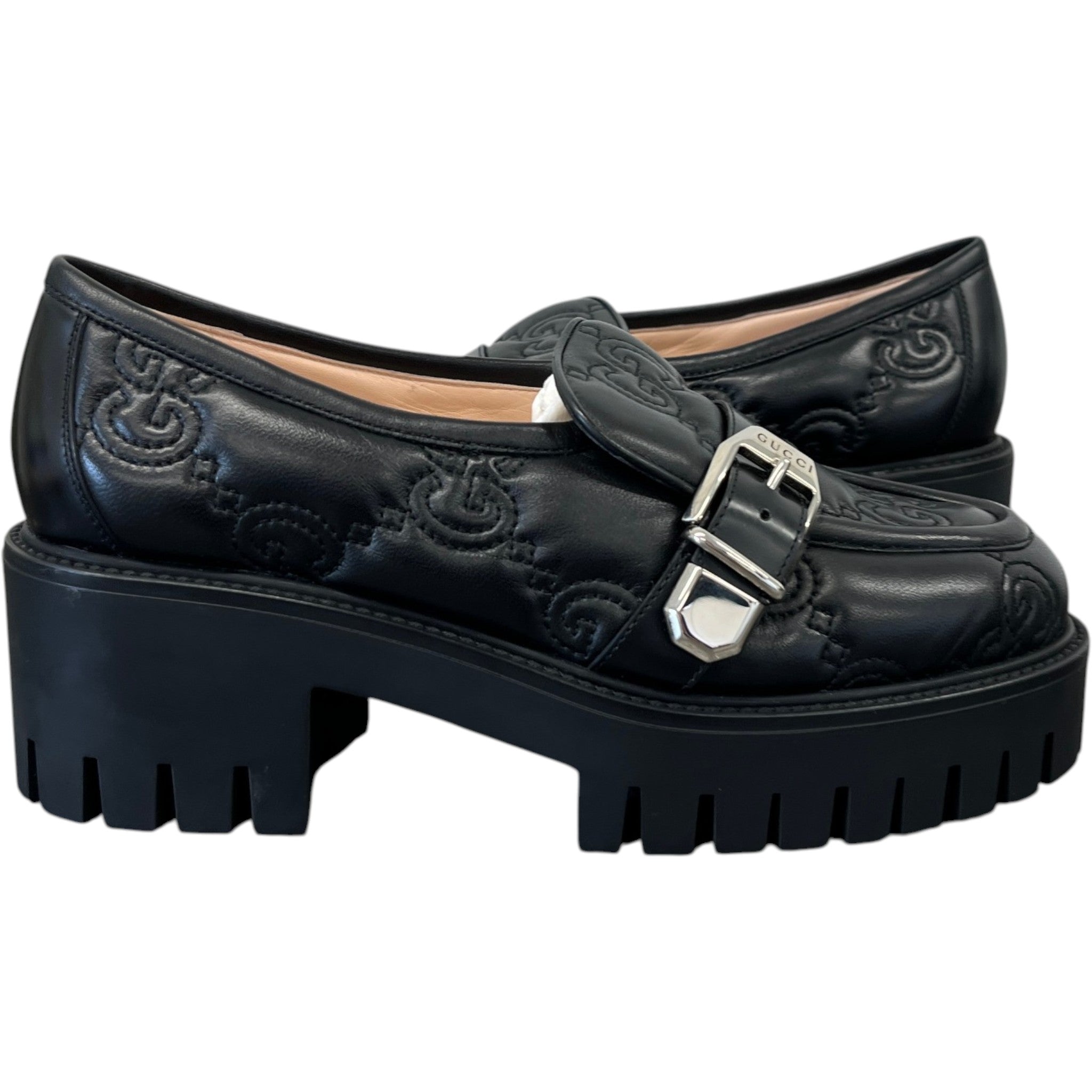 Women's Gg Matelassé Platform Loafers Black Size EU 38.5 / UK 5.5