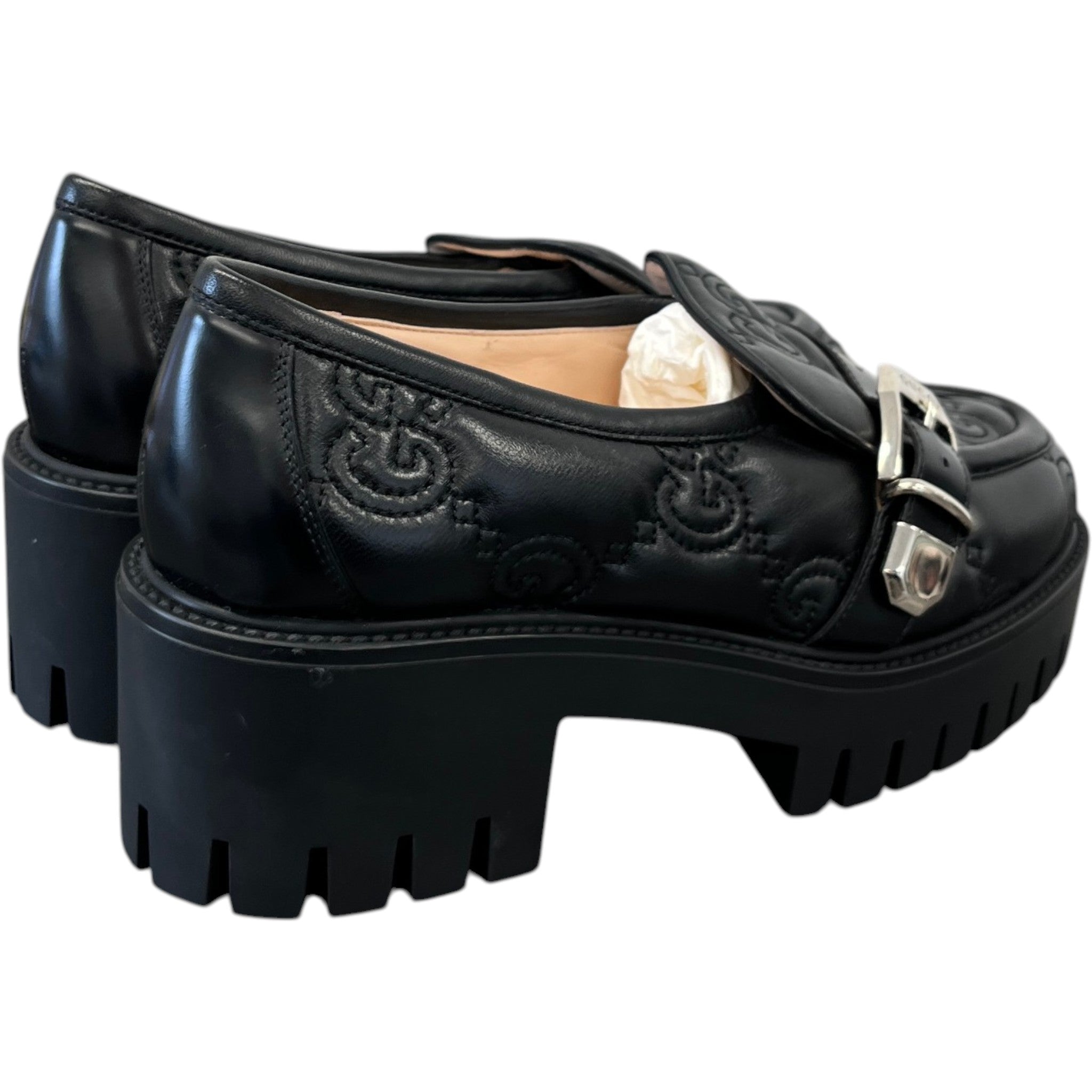 Women's Gg Matelassé Platform Loafers Black Size EU 38.5 / UK 5.5