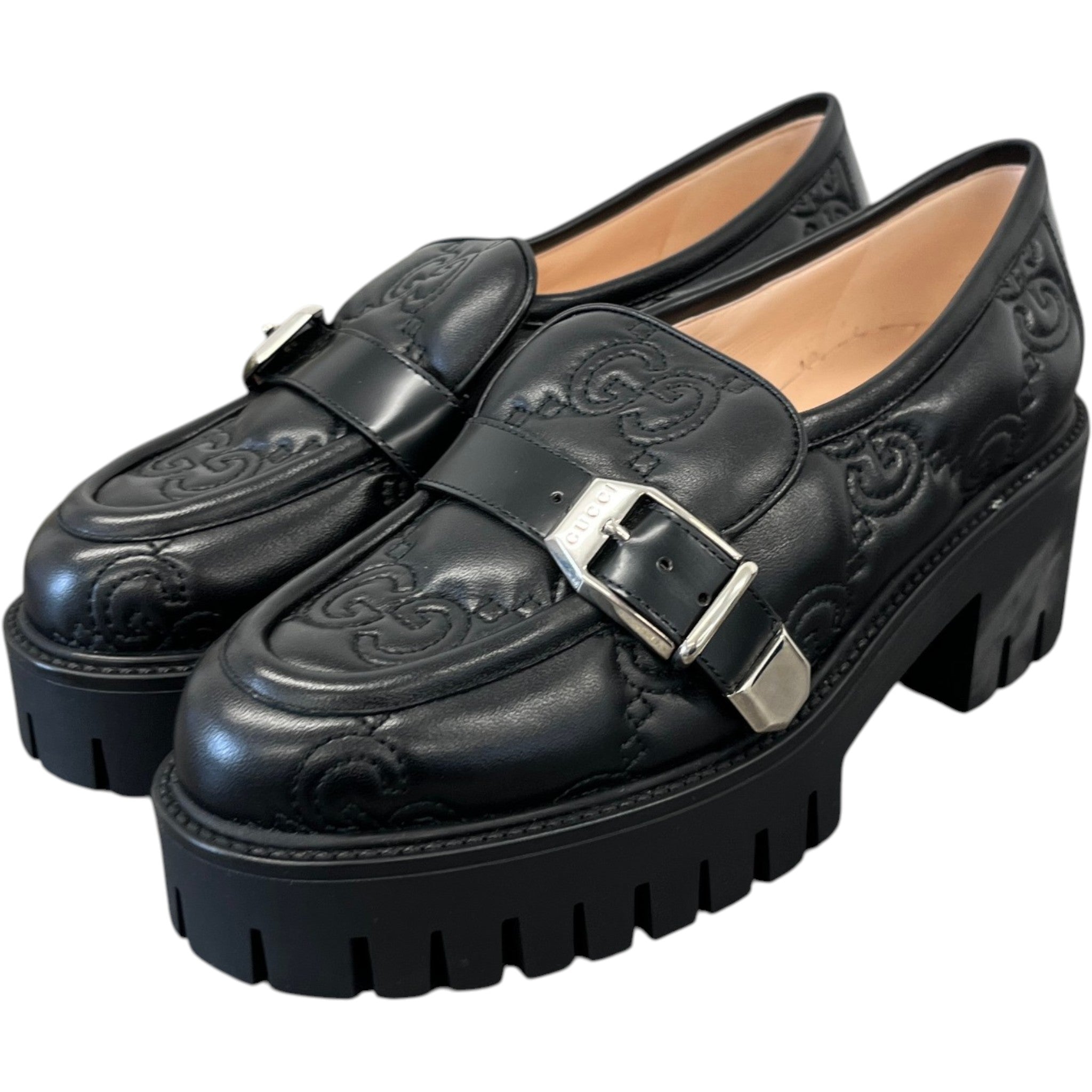 Women's Gg Matelassé Platform Loafers Black Size EU 38.5 / UK 5.5