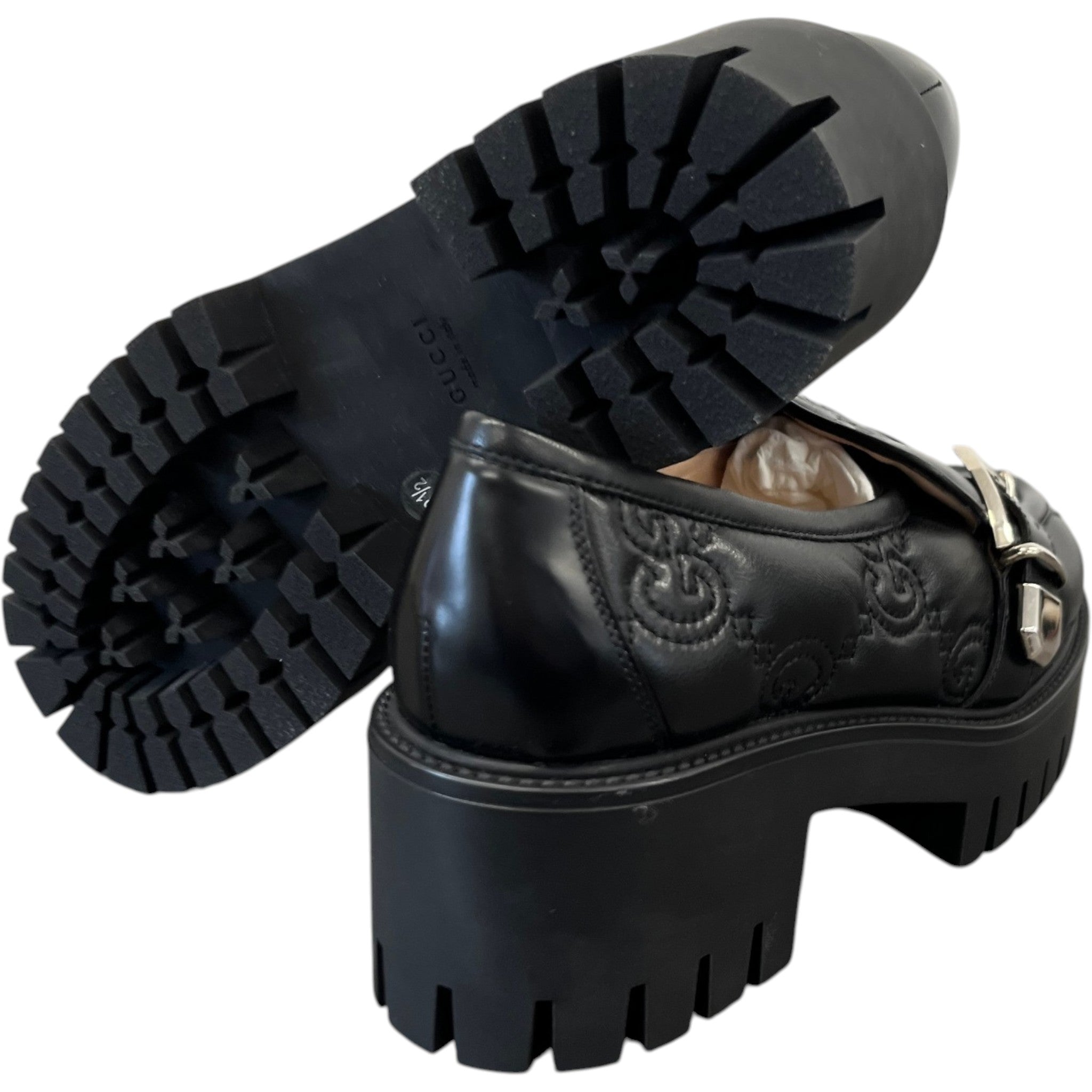 Women's Gg Matelassé Platform Loafers Black Size EU 38.5 / UK 5.5