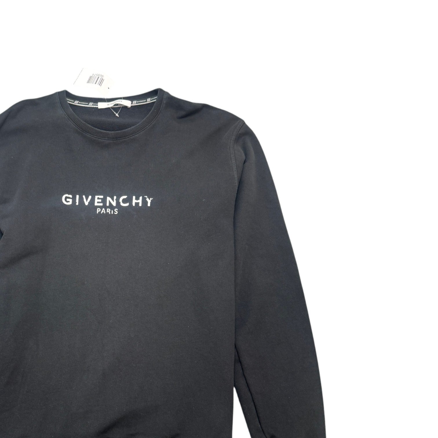Men's Distressed Logo Print Sweatshirt Black Size XXL
