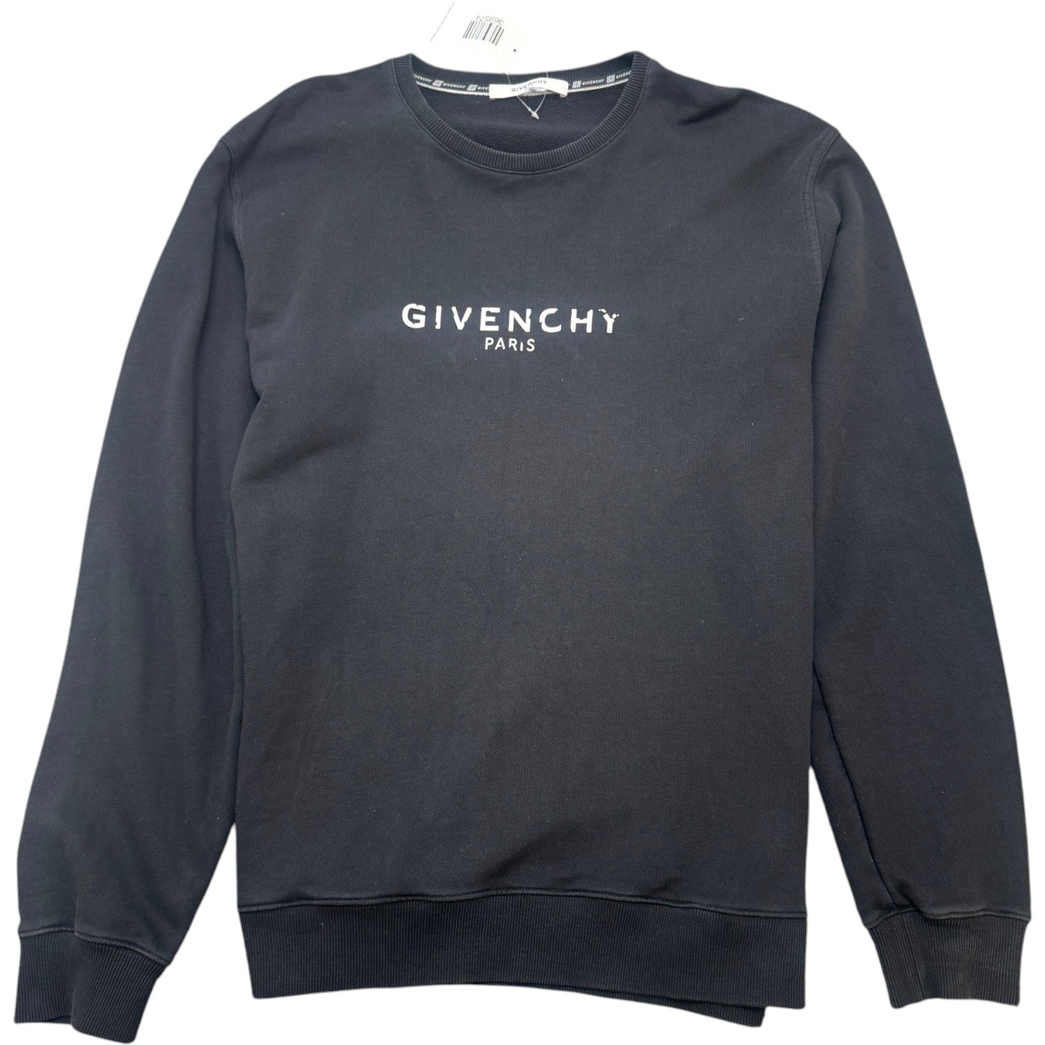 Men's Distressed Logo Print Sweatshirt Black Size XXL