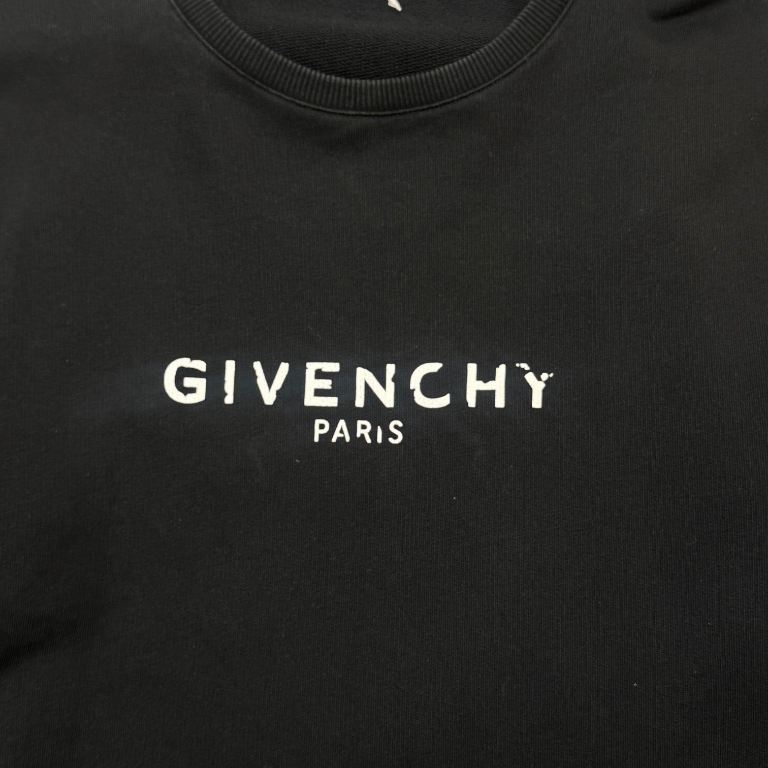 Men's Distressed Logo Print Sweatshirt Black Size XXL