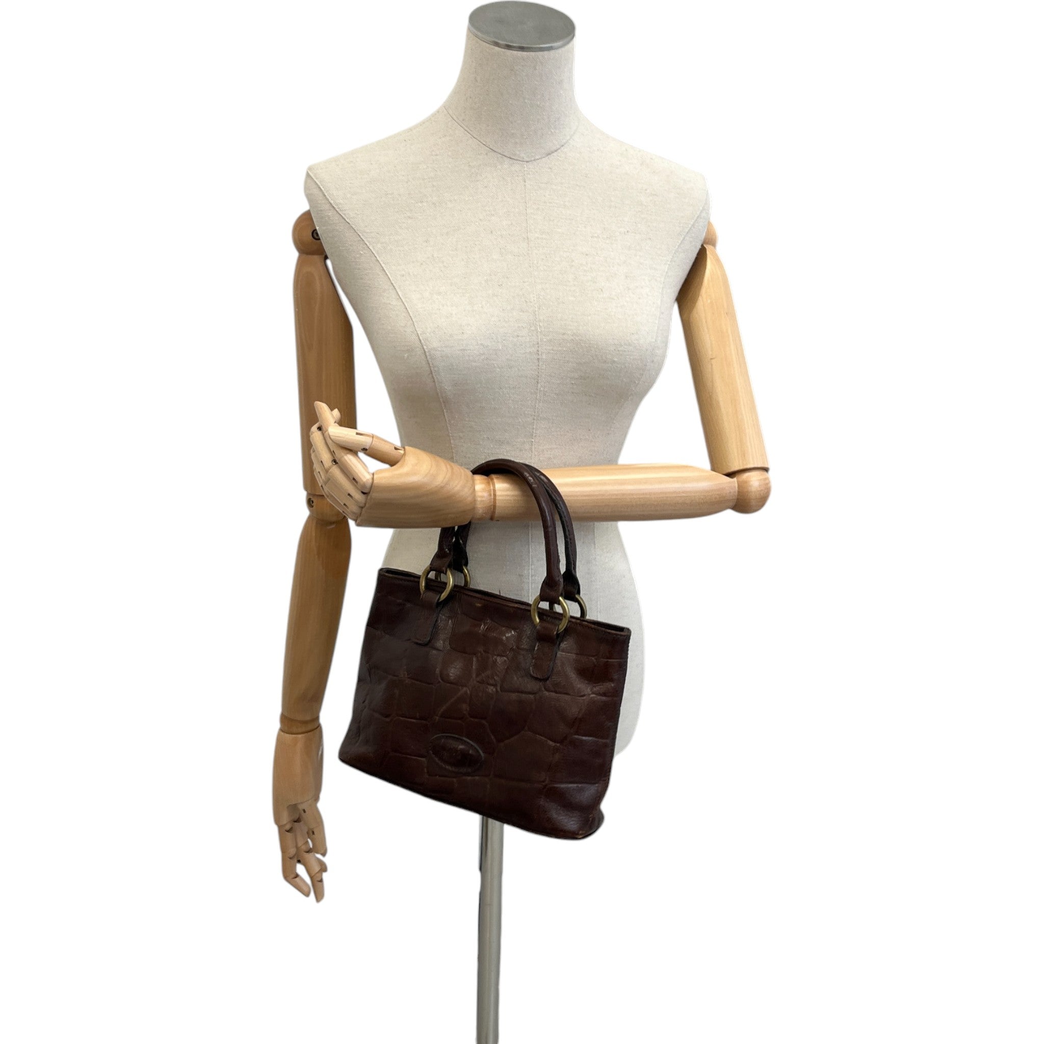 Women's Crocodile Embossed Mini Bag Brown