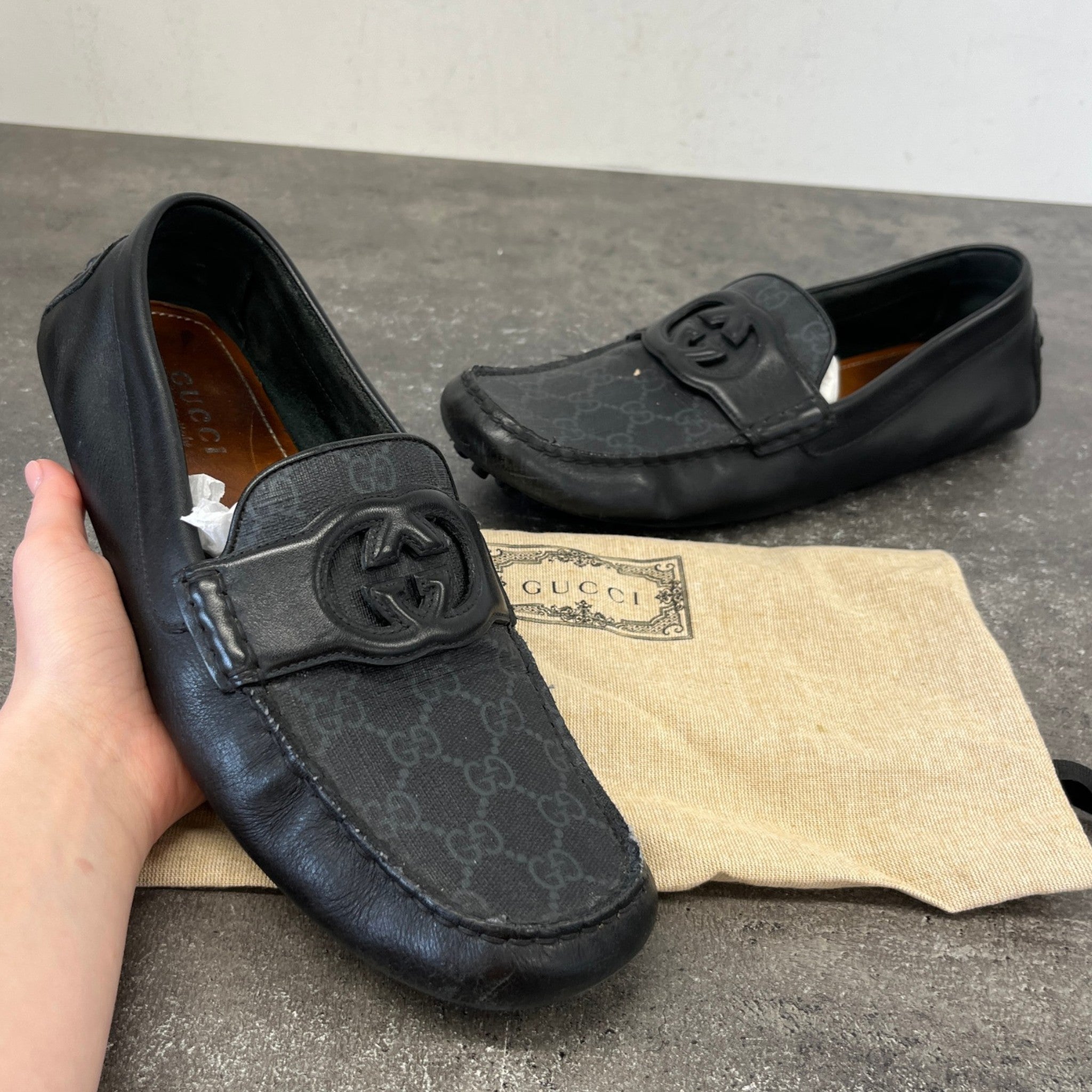 Men's Interlocking G Loafers Black Size EU 44 / UK 10