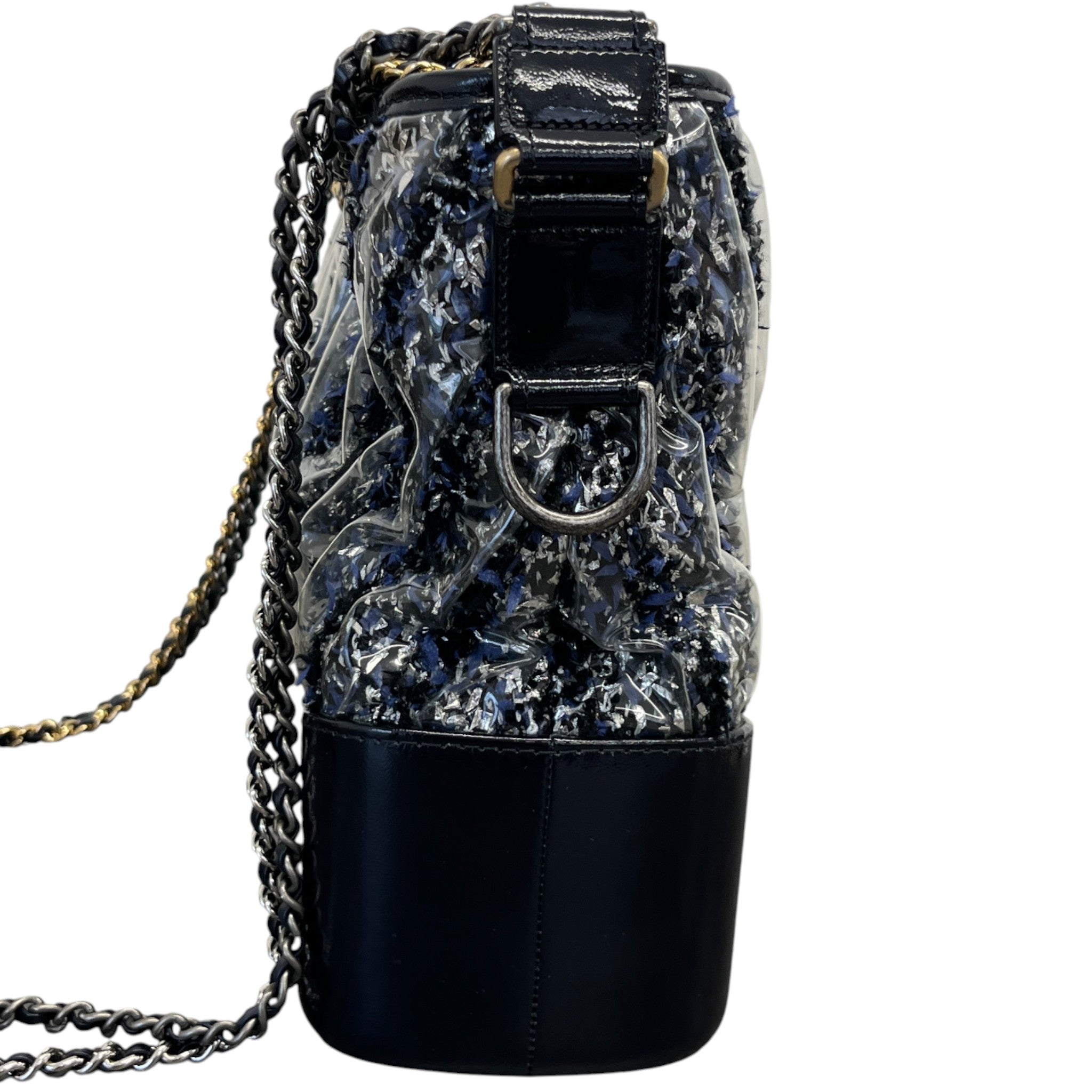 Women's Medium Plastic Chevron Gabrielle Tweed Hobo Bag Black