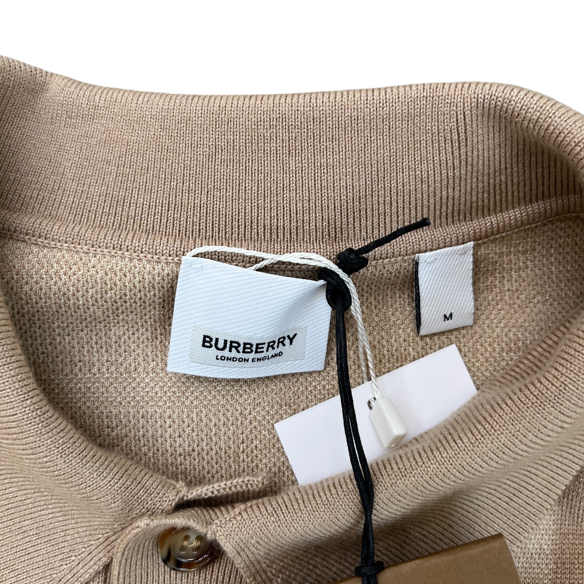 Men's Overszied Wellman Check Polo Shirt Beige Size M