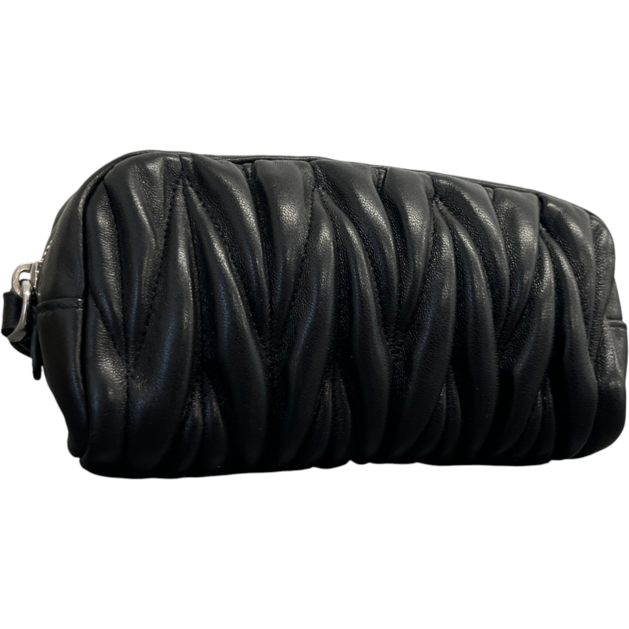 Women's Matelasse Leather Wristlet Purse Black