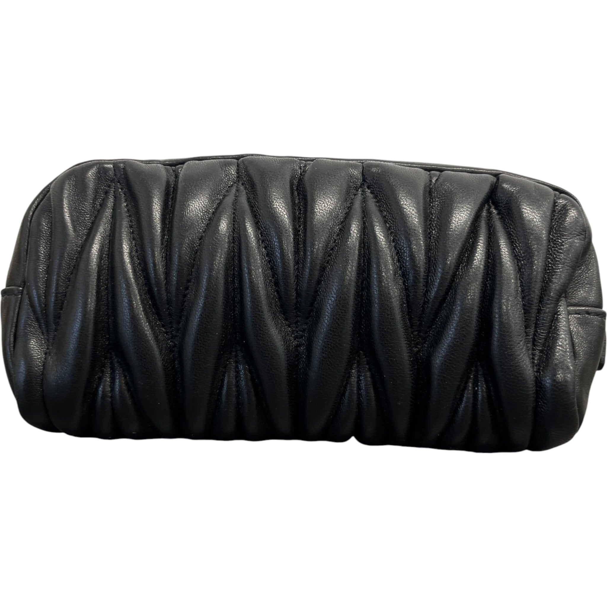 Women's Matelasse Leather Wristlet Purse Black