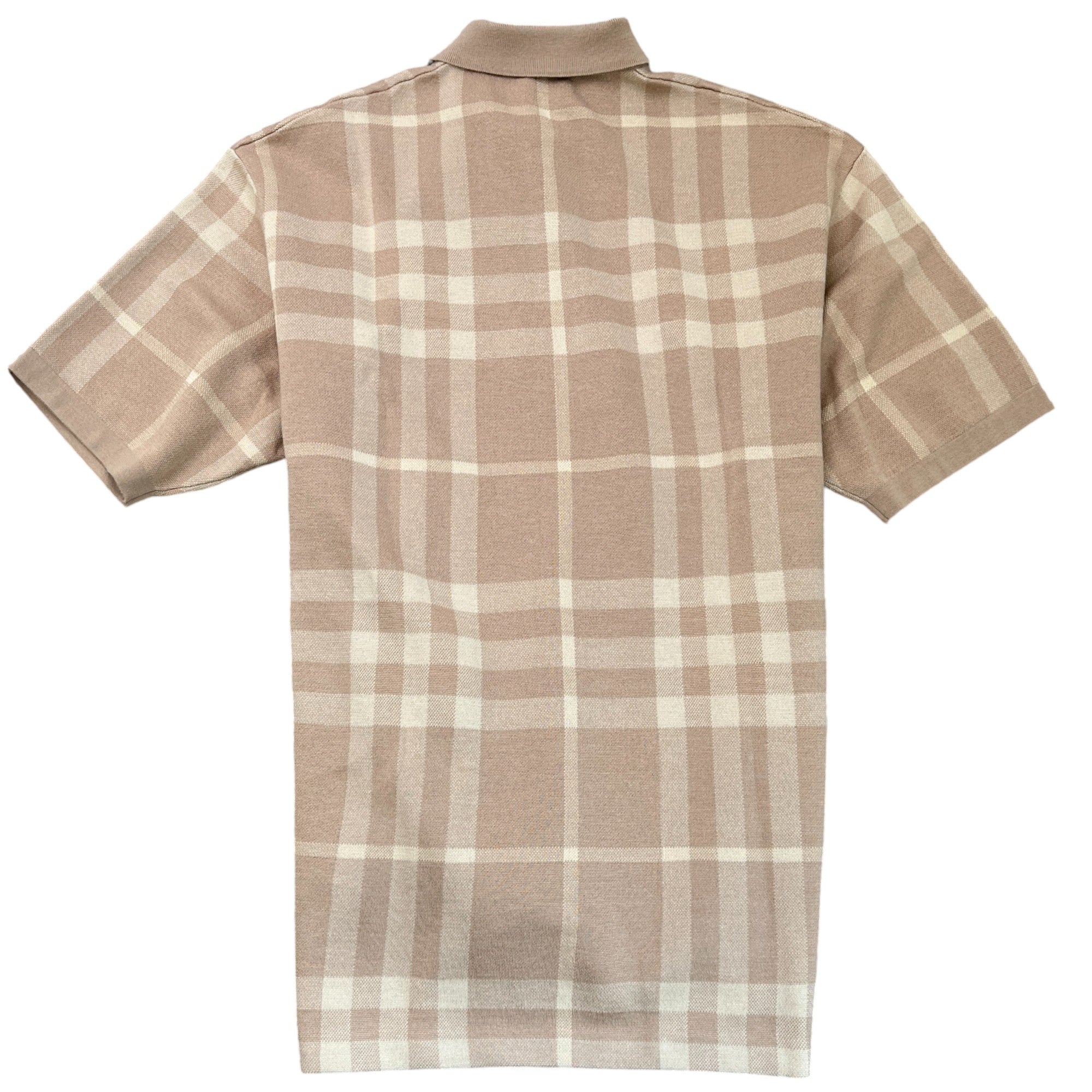 Men's Overszied Wellman Check Polo Shirt Beige Size M