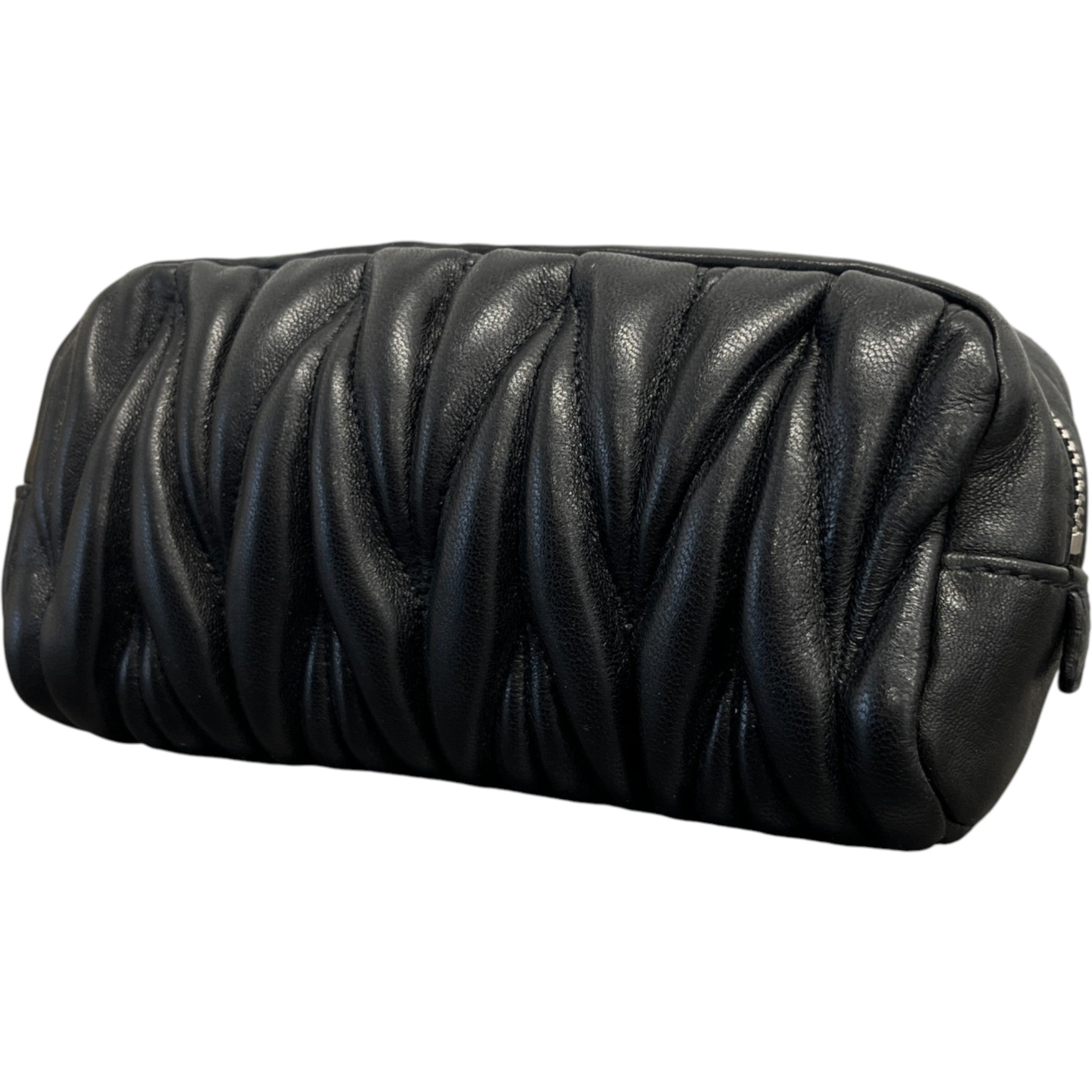 Women's Matelasse Leather Wristlet Purse Black