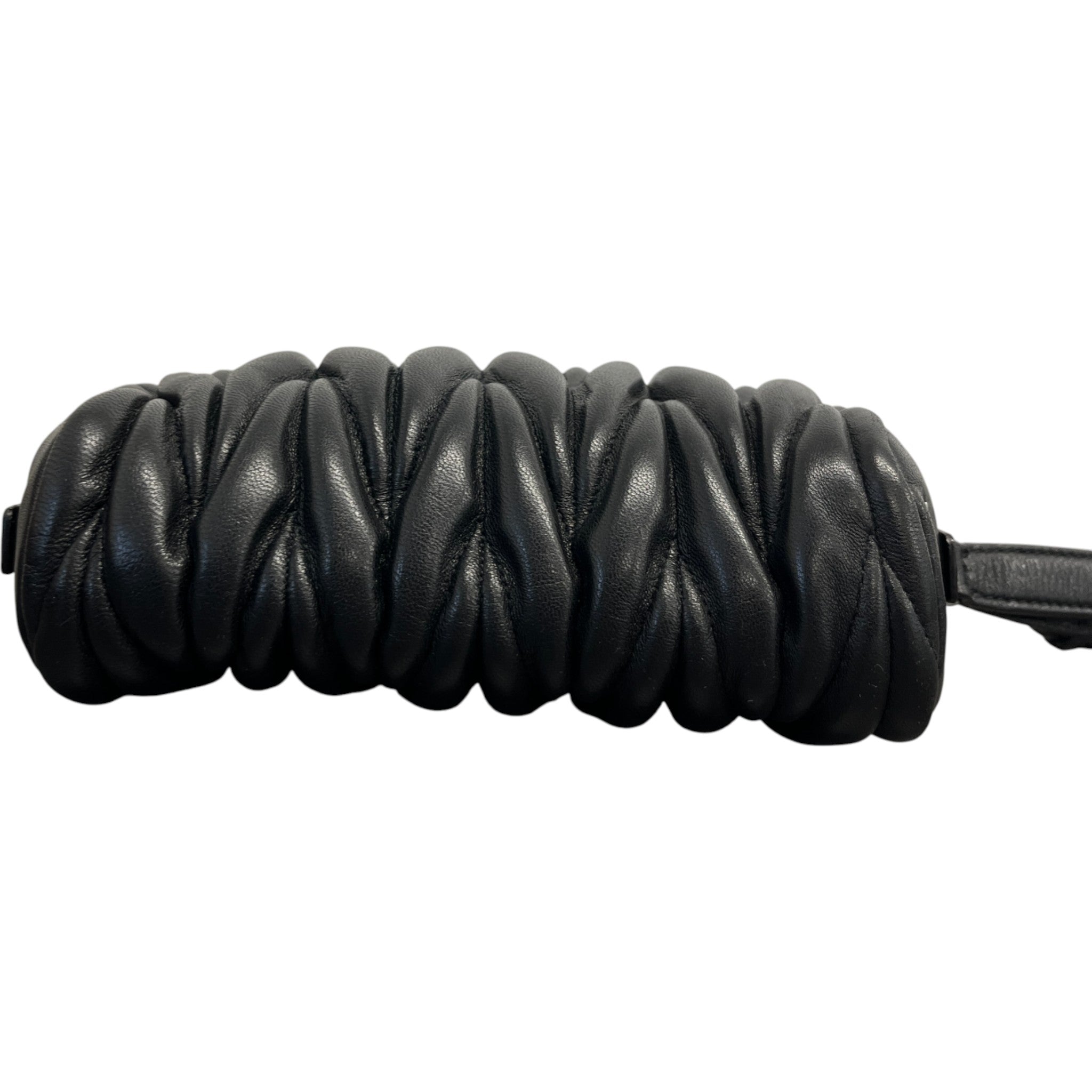 Women's Matelasse Leather Wristlet Purse Black