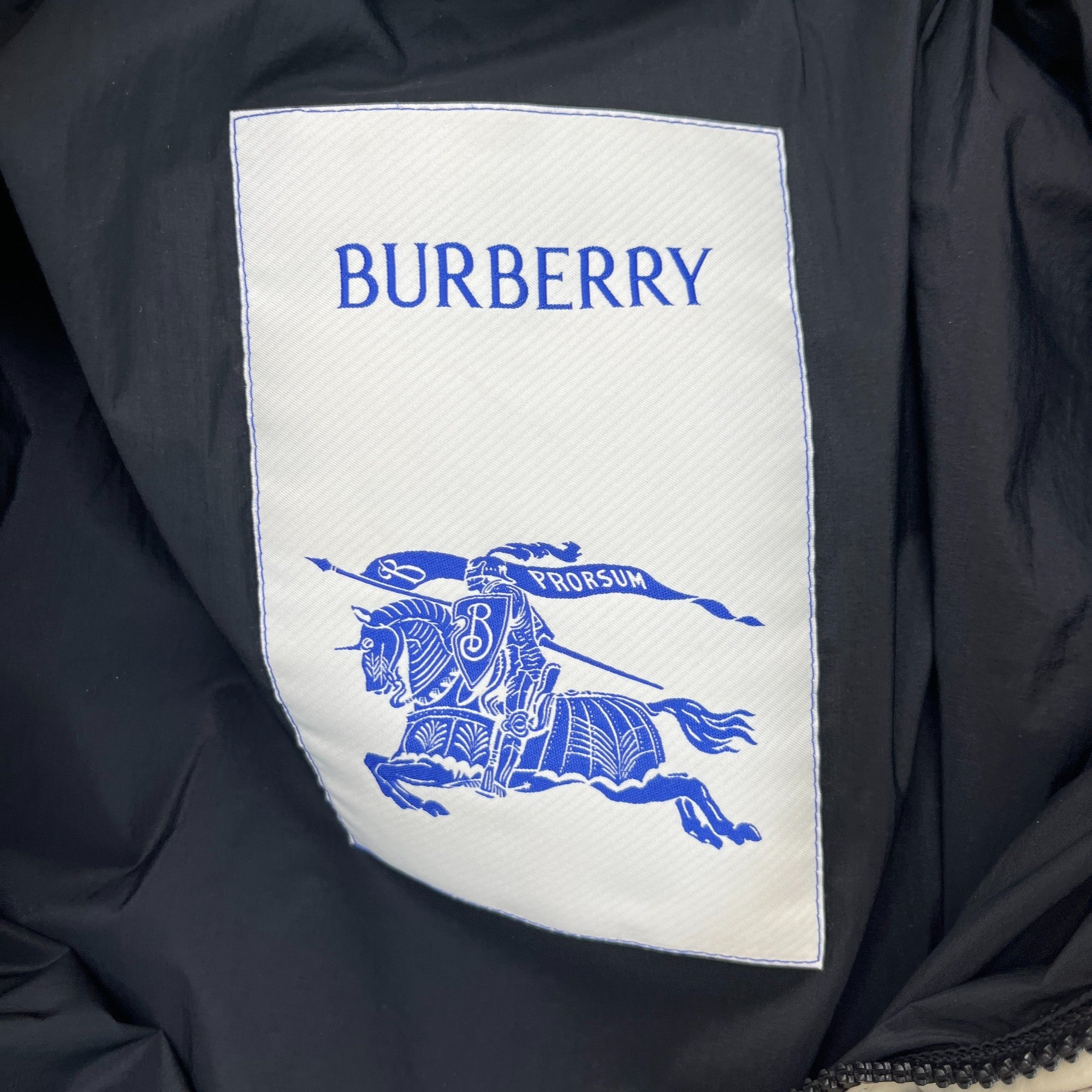 Men's Embroidered Logo Down Jacket Beige Size L