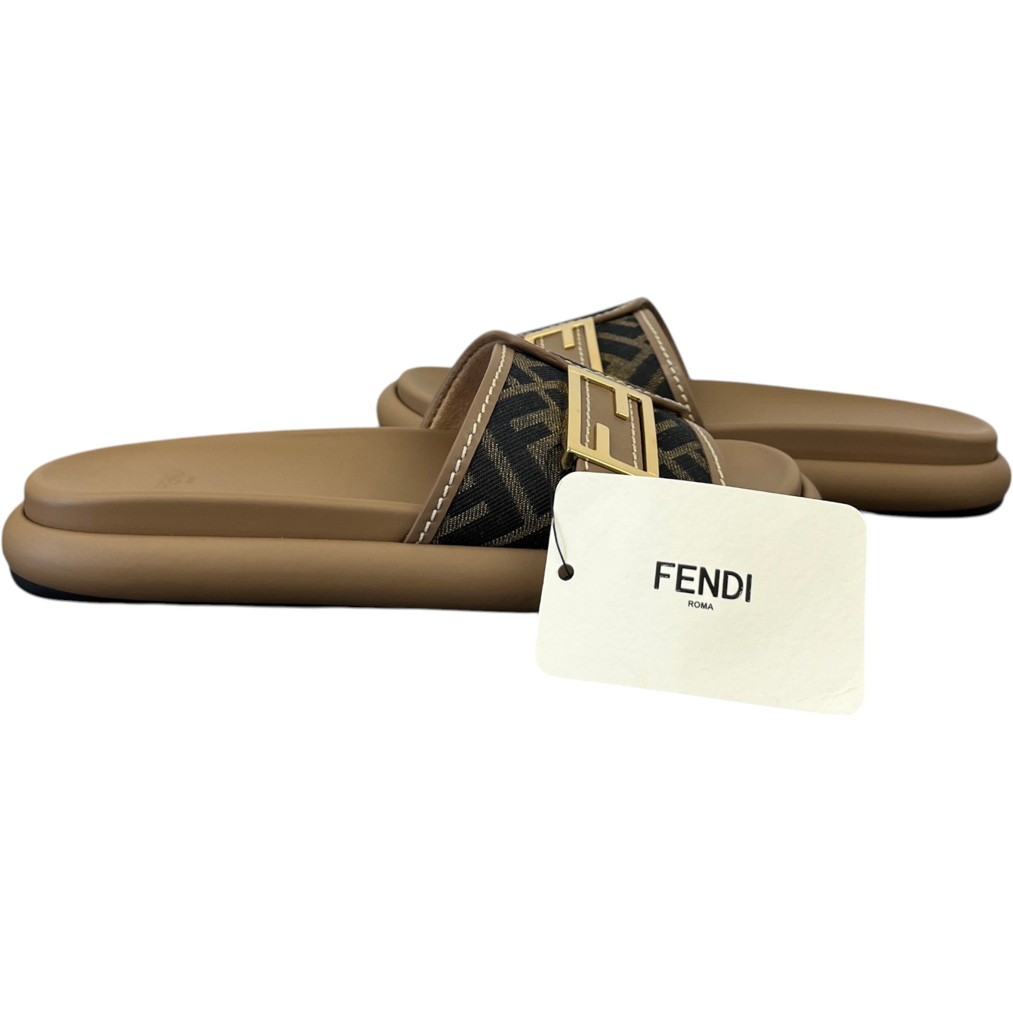 Women's Feel Ff Zucca Slides Brown Size EU 37 / UK 4