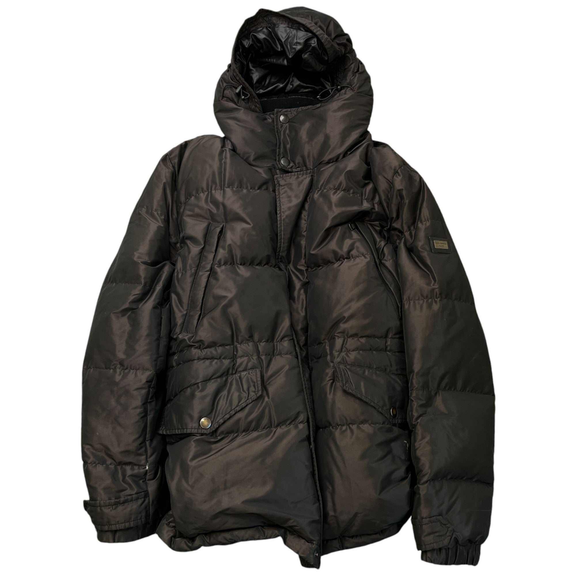 Men's Plaque Logo Down Jacket Brown Size IT 50 / L