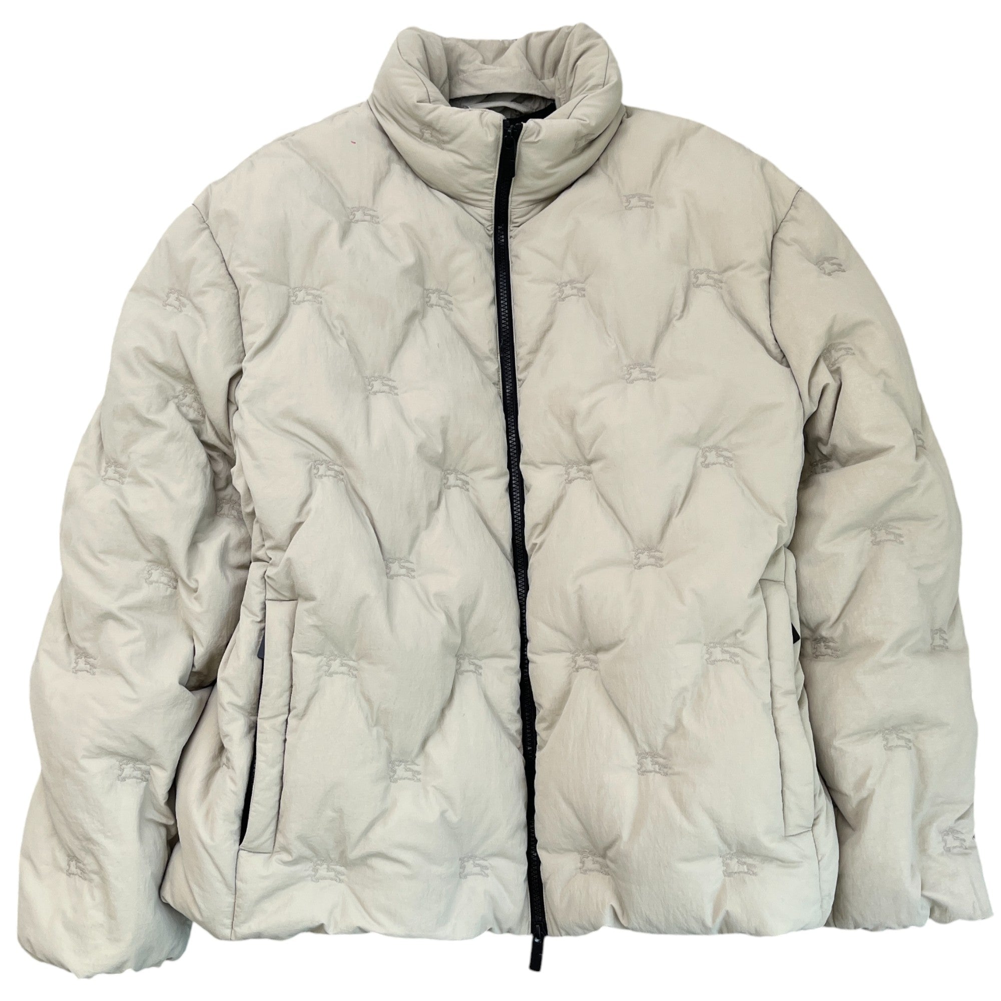 Men's Embroidered Logo Down Jacket Beige Size L