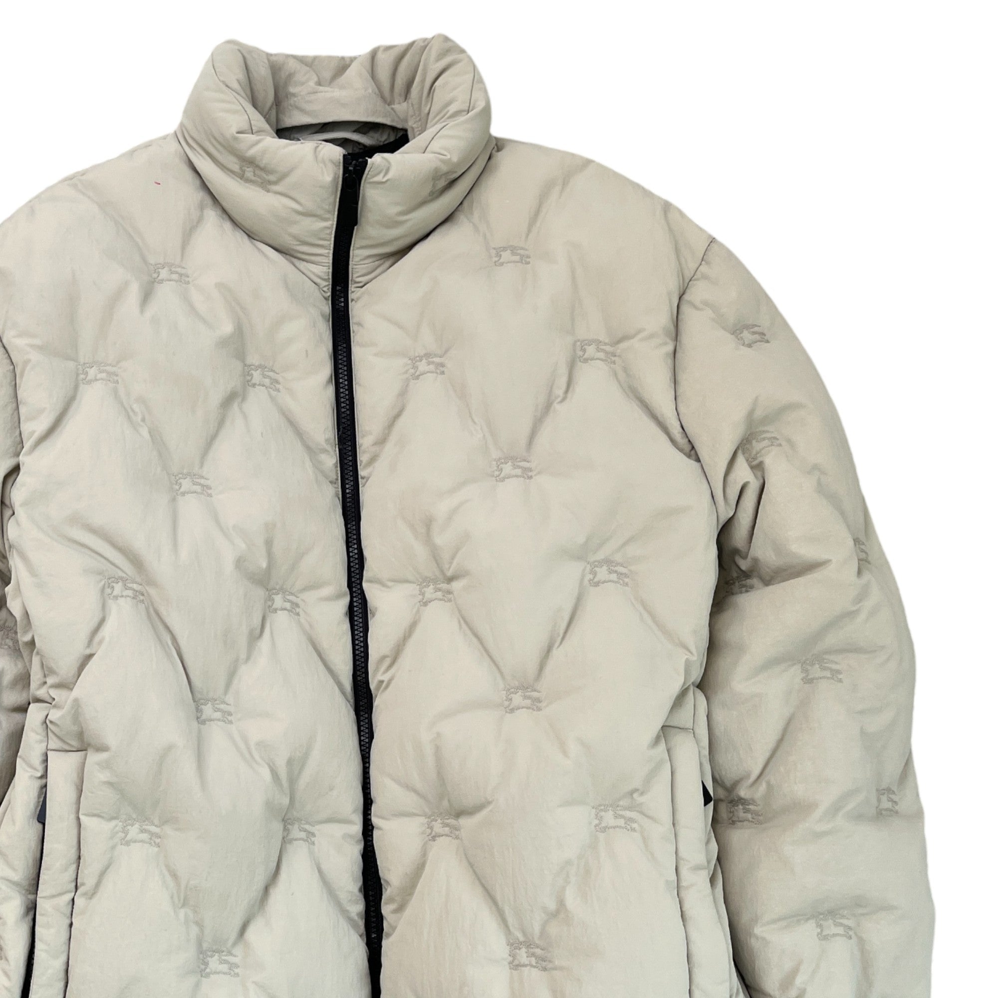 Men's Embroidered Logo Down Jacket Beige Size L